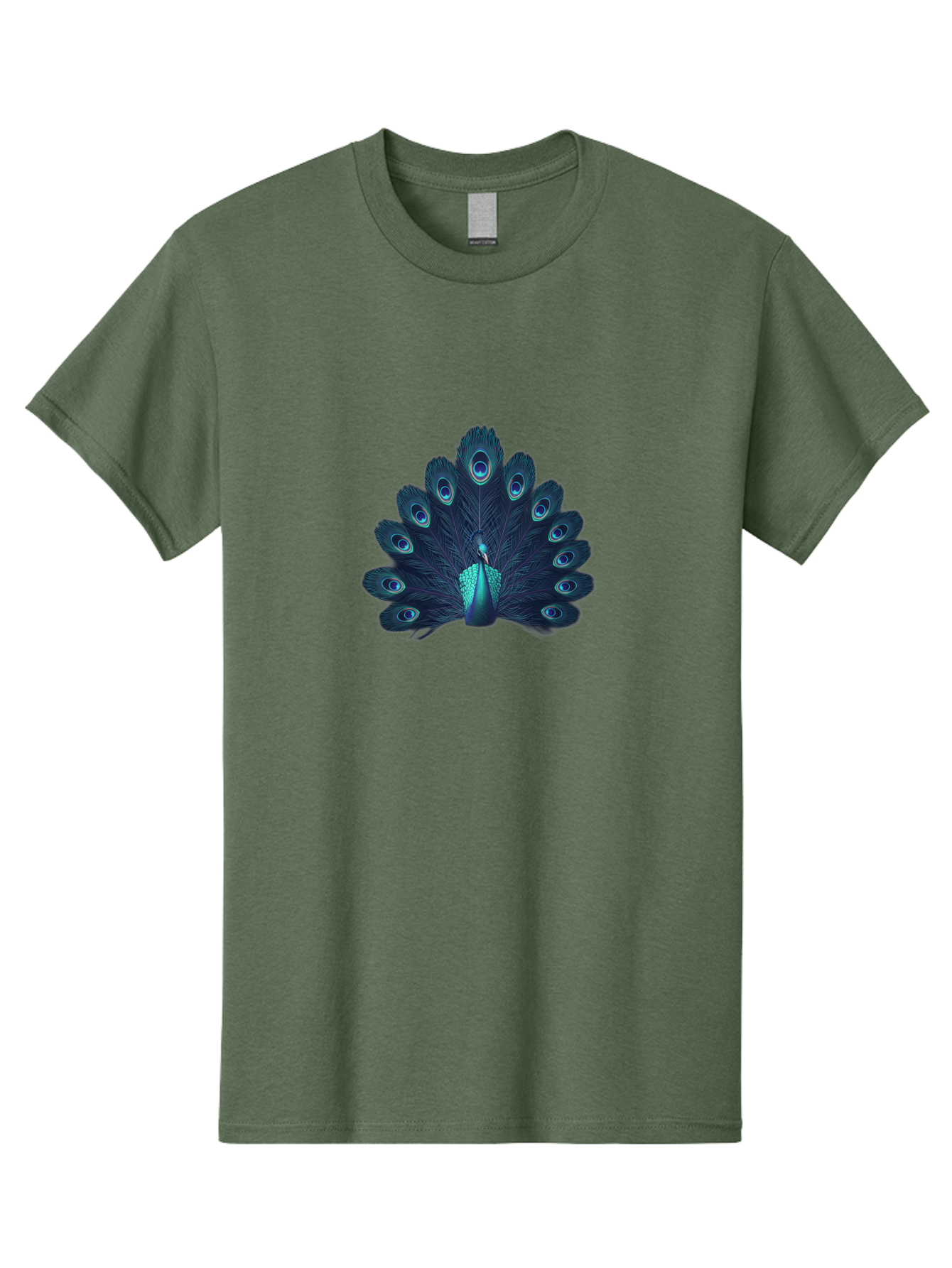 Peacock-10 Men'S Graphic Tee, 100% Cotton, Comfortable Casual Summer Wear, Machine Washable, Peacock Spreading Its Feathers, Blue Eyespots, Vibrant Plumage, Majestic Bird, Iridescent Colors, Natural Beauty, Exotic Wildlife, Stunning Display Bab071