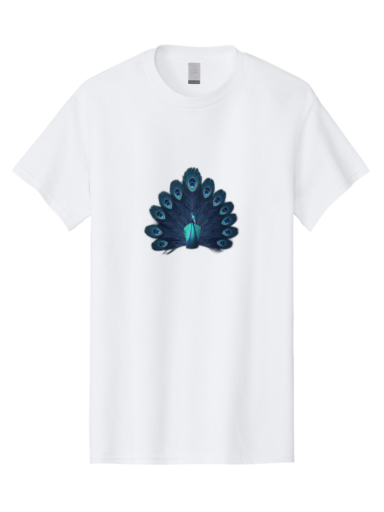 Peacock-10 Men'S Graphic Tee, 100% Cotton, Comfortable Casual Summer Wear, Machine Washable, Peacock Spreading Its Feathers, Blue Eyespots, Vibrant Plumage, Majestic Bird, Iridescent Colors, Natural Beauty, Exotic Wildlife, Stunning Display Bab071