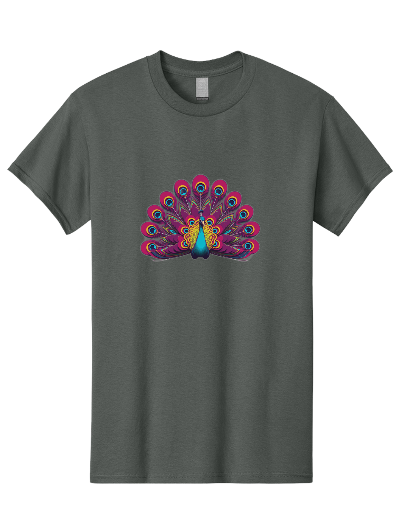 Peacock-11 Men'S Graphic Tee, 100% Cotton, Comfortable Casual Summer Wear, Machine Washable, Vibrant Peacock, Colorful Plumage, Eye-Catching Feathers, Magenta And Blue Hues, Turquoise Body, Intricate Patterns, Majestic Display, Bab072