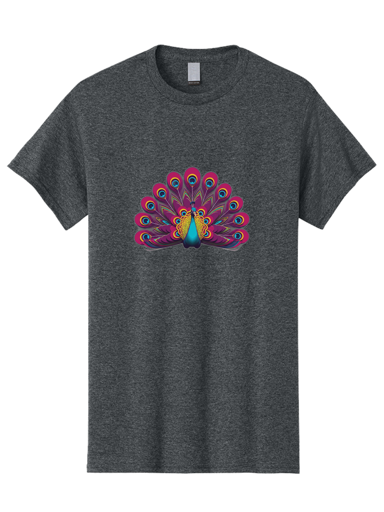 Peacock-11 Men'S Graphic Tee, 100% Cotton, Comfortable Casual Summer Wear, Machine Washable, Vibrant Peacock, Colorful Plumage, Eye-Catching Feathers, Magenta And Blue Hues, Turquoise Body, Intricate Patterns, Majestic Display, Bab072