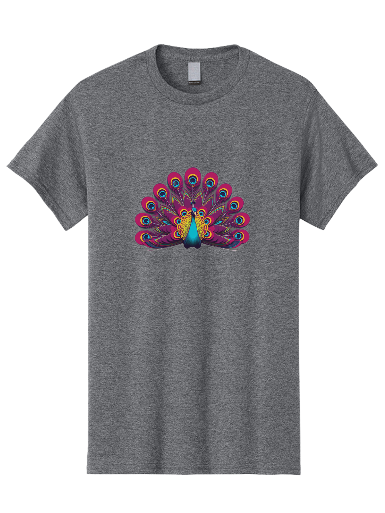 Peacock-11 Men'S Graphic Tee, 100% Cotton, Comfortable Casual Summer Wear, Machine Washable, Vibrant Peacock, Colorful Plumage, Eye-Catching Feathers, Magenta And Blue Hues, Turquoise Body, Intricate Patterns, Majestic Display, Bab072