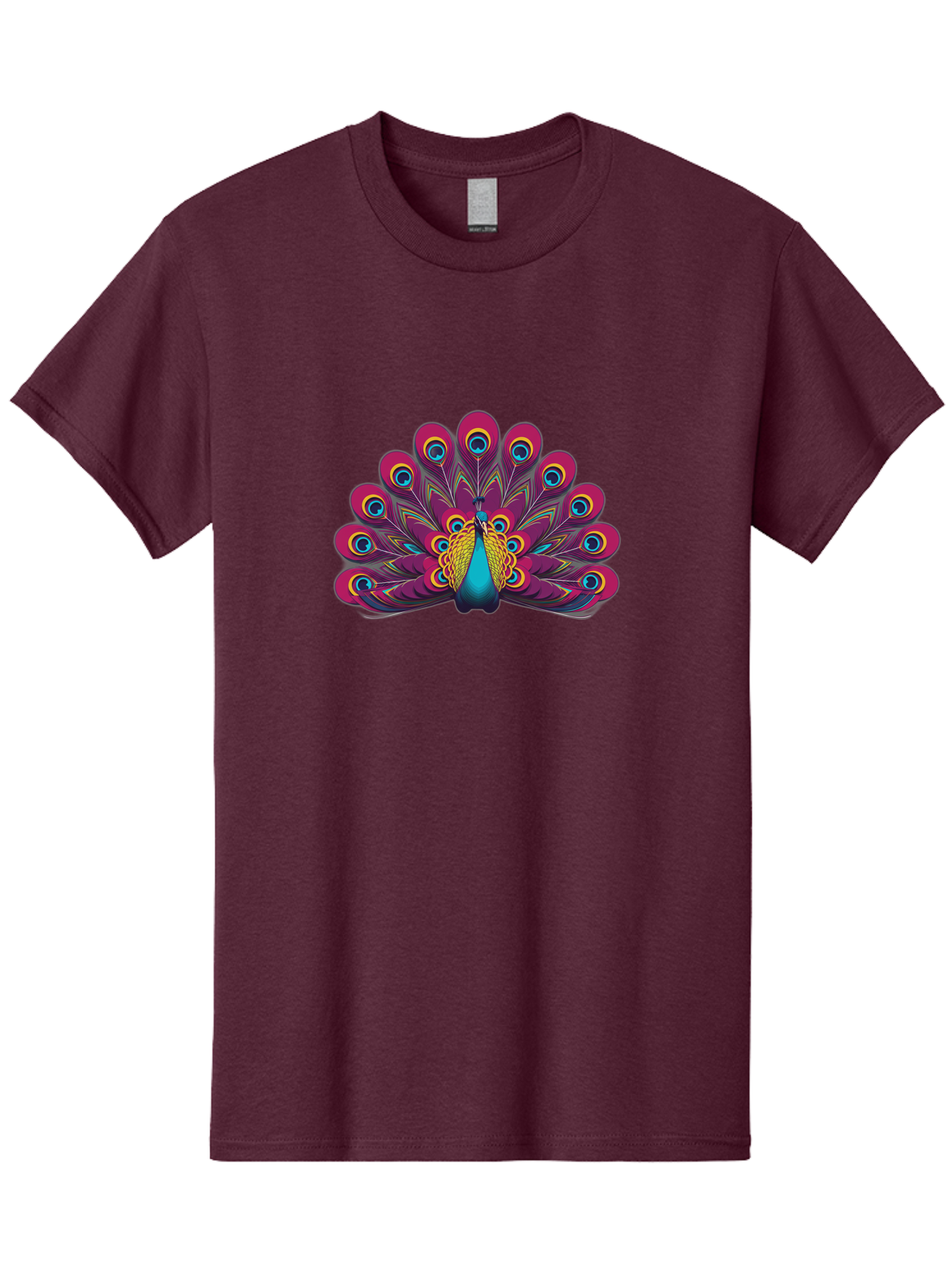 Peacock-11 Men'S Graphic Tee, 100% Cotton, Comfortable Casual Summer Wear, Machine Washable, Vibrant Peacock, Colorful Plumage, Eye-Catching Feathers, Magenta And Blue Hues, Turquoise Body, Intricate Patterns, Majestic Display, Bab072