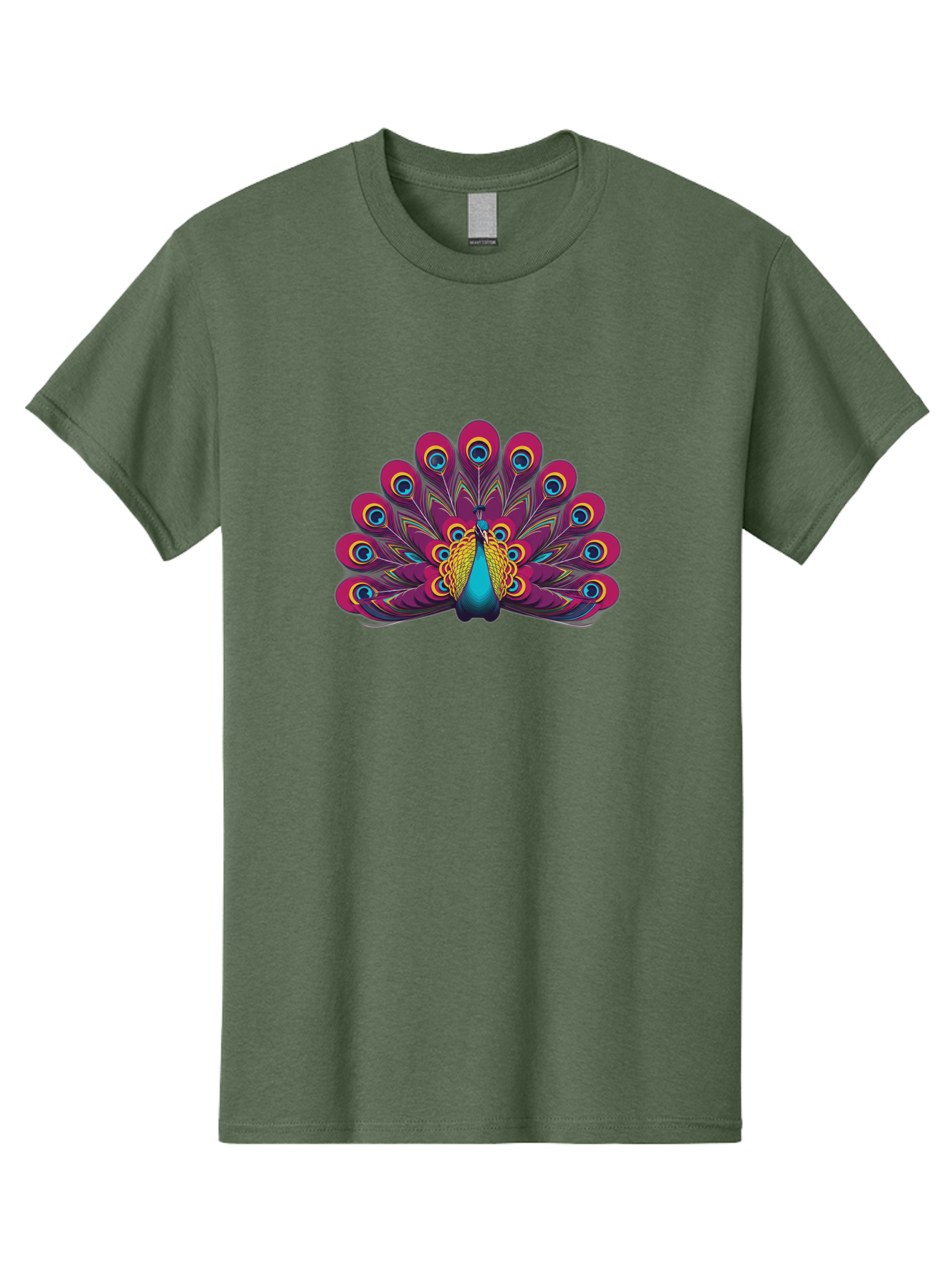 Peacock-11 Men'S Graphic Tee, 100% Cotton, Comfortable Casual Summer Wear, Machine Washable, Vibrant Peacock, Colorful Plumage, Eye-Catching Feathers, Magenta And Blue Hues, Turquoise Body, Intricate Patterns, Majestic Display, Bab072