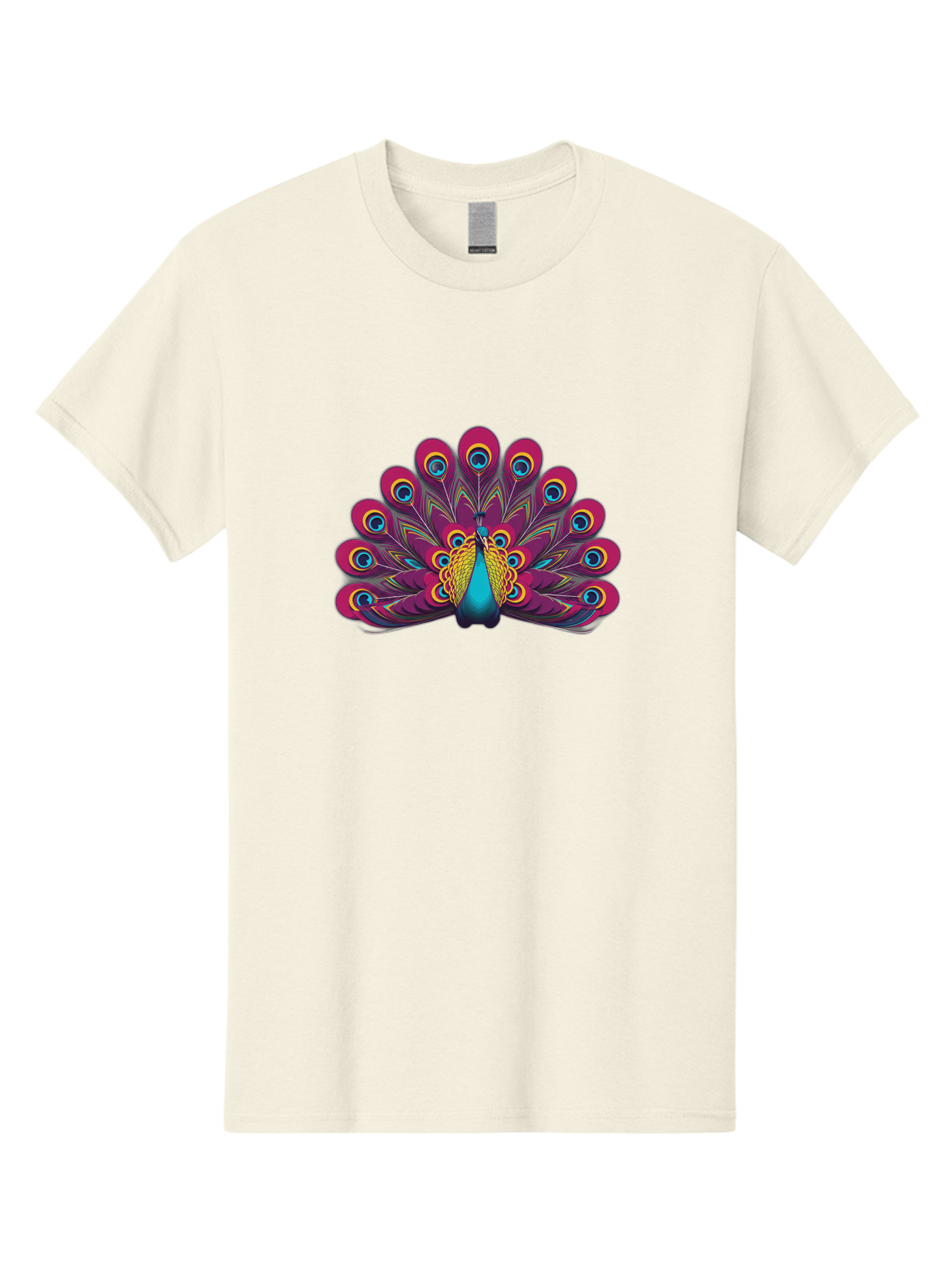 Peacock-11 Men'S Graphic Tee, 100% Cotton, Comfortable Casual Summer Wear, Machine Washable, Vibrant Peacock, Colorful Plumage, Eye-Catching Feathers, Magenta And Blue Hues, Turquoise Body, Intricate Patterns, Majestic Display, Bab072