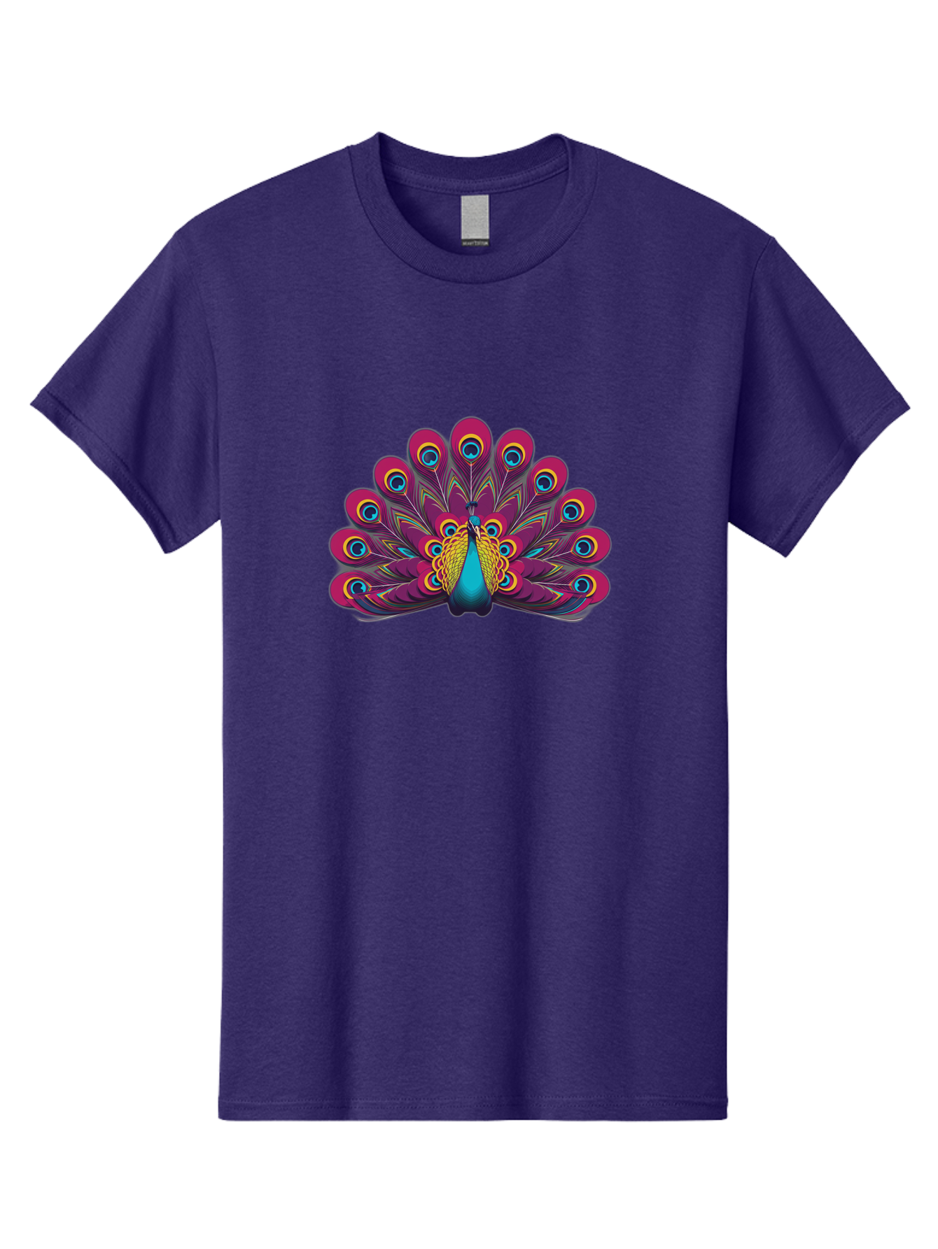 Peacock-11 Men'S Graphic Tee, 100% Cotton, Comfortable Casual Summer Wear, Machine Washable, Vibrant Peacock, Colorful Plumage, Eye-Catching Feathers, Magenta And Blue Hues, Turquoise Body, Intricate Patterns, Majestic Display, Bab072
