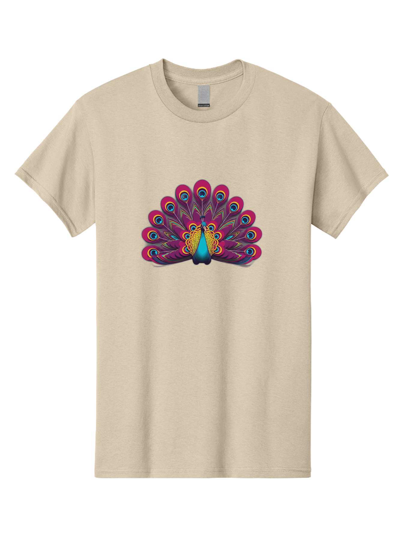 Peacock-11 Men'S Graphic Tee, 100% Cotton, Comfortable Casual Summer Wear, Machine Washable, Vibrant Peacock, Colorful Plumage, Eye-Catching Feathers, Magenta And Blue Hues, Turquoise Body, Intricate Patterns, Majestic Display, Bab072
