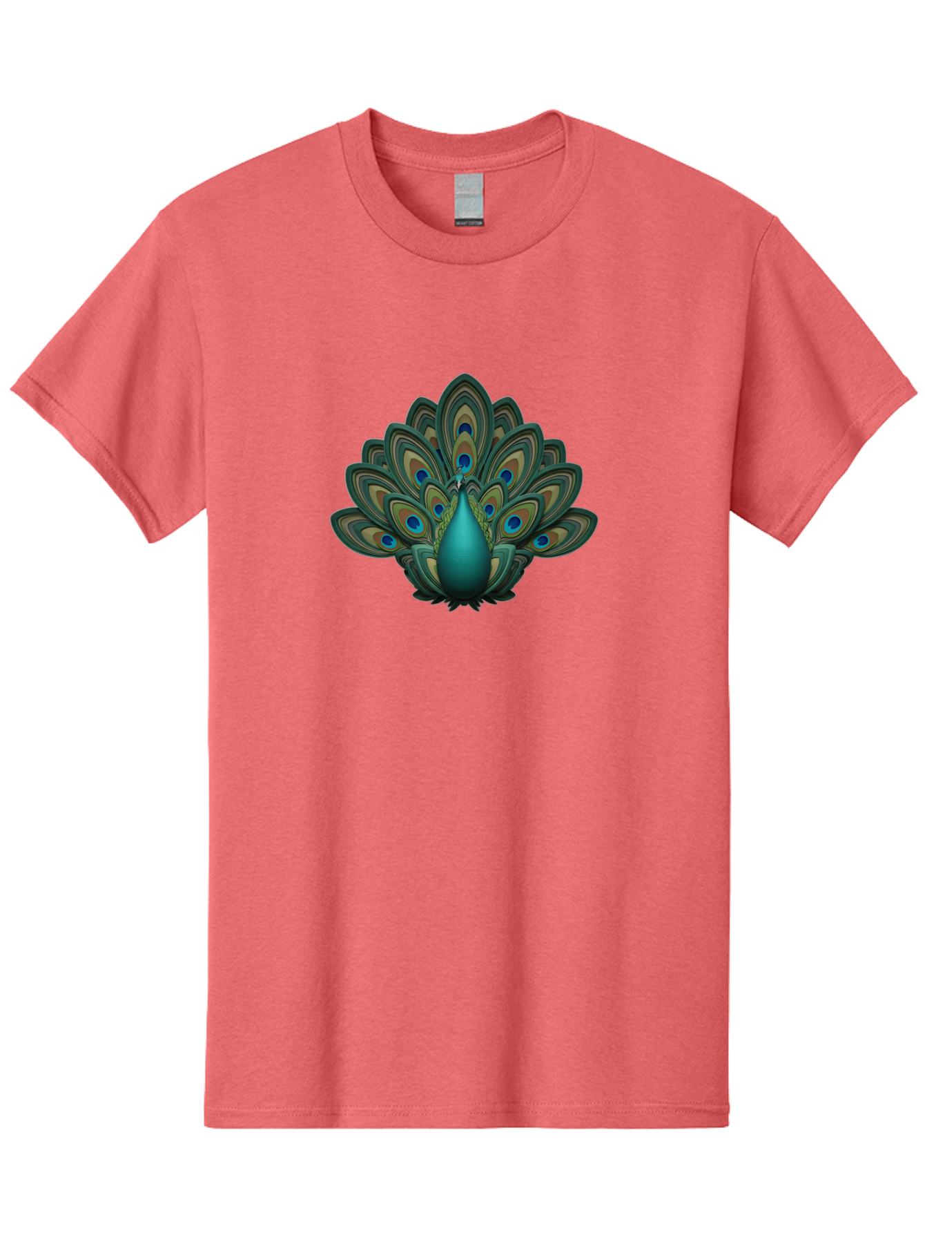 Peacock-12 Men'S Graphic Tee, 100% Cotton, Comfortable Casual Summer Wear, Machine Washable, Peacock Spreading Feathers, Blue Eyespots, Vibrant Plumage, Exotic Bird, Natural Beauty, Colorful Display, Majestic Creature, Bird Watching, Bab073