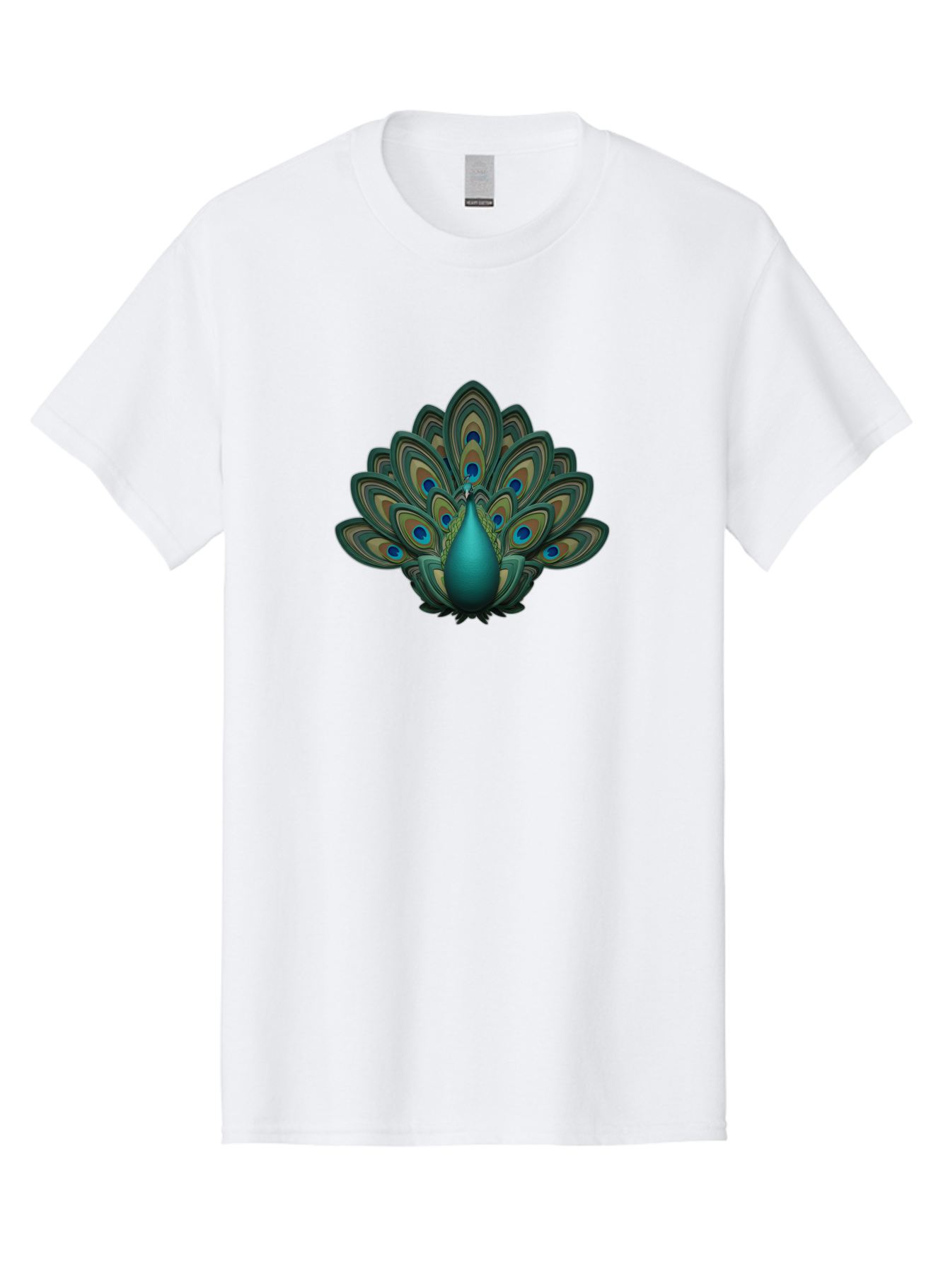 Peacock-12 Men'S Graphic Tee, 100% Cotton, Comfortable Casual Summer Wear, Machine Washable, Peacock Spreading Feathers, Blue Eyespots, Vibrant Plumage, Exotic Bird, Natural Beauty, Colorful Display, Majestic Creature, Bird Watching, Bab073
