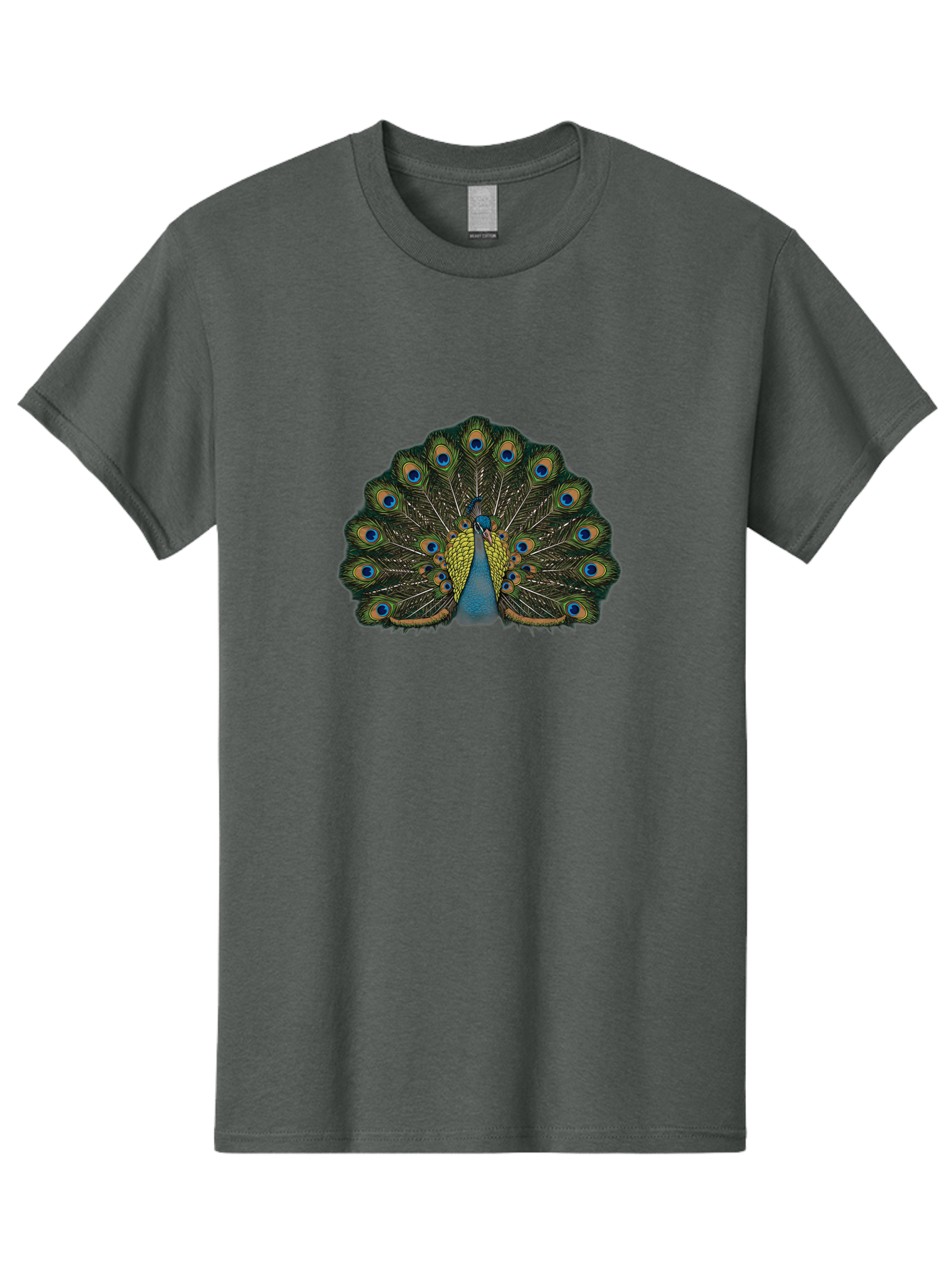 Peacock-14 Men'S Graphic Tee, 100% Cotton, Comfortable Casual Summer Wear, Machine Washable, Peacock Displaying Feathers, Vibrant Plumage, Blue Eyespots, Iridescent Colors, Majestic Bird, Wildlife Beauty, Ornate Tail, Proud Display Bab075