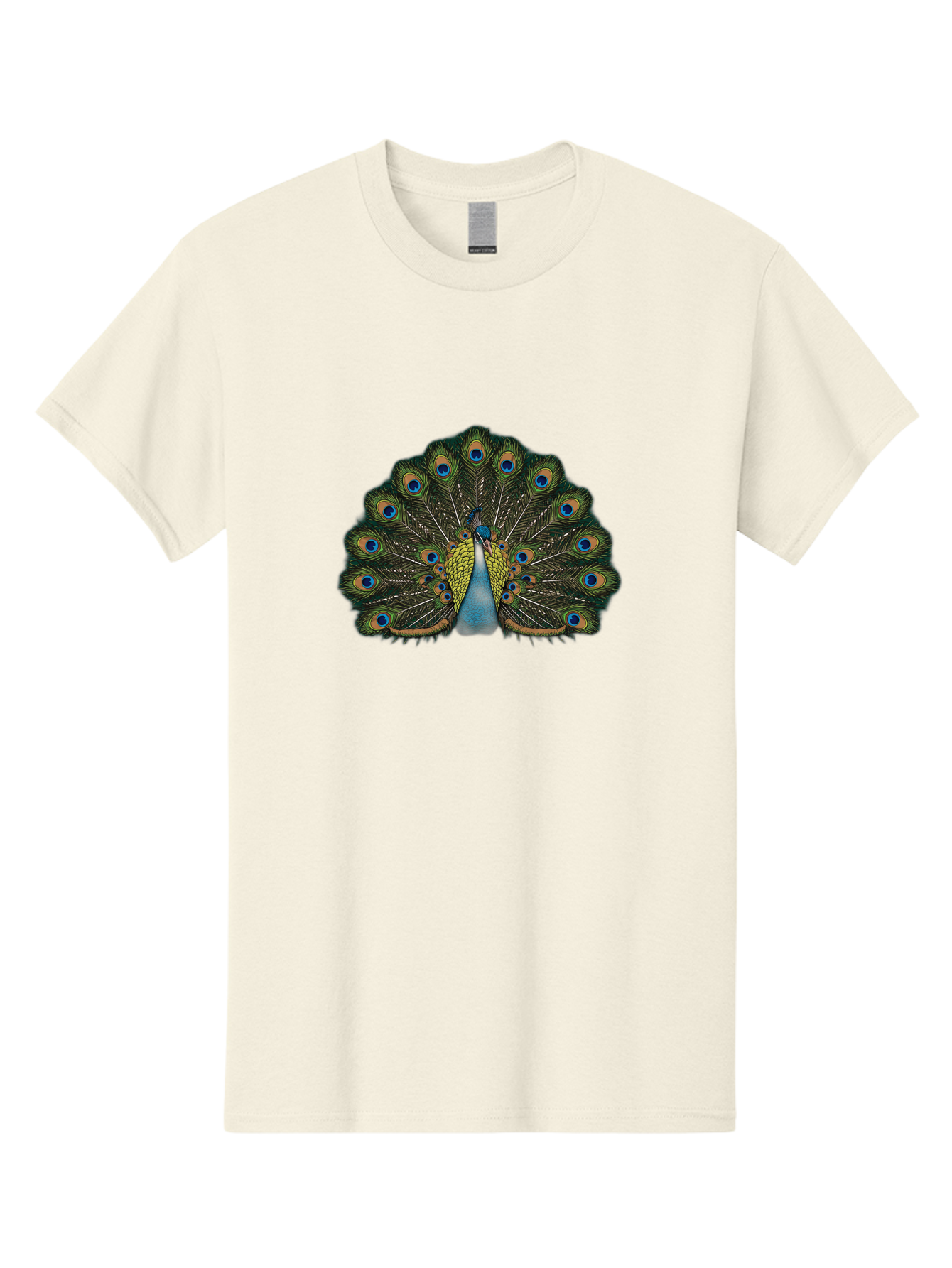 Peacock-14 Men'S Graphic Tee, 100% Cotton, Comfortable Casual Summer Wear, Machine Washable, Peacock Displaying Feathers, Vibrant Plumage, Blue Eyespots, Iridescent Colors, Majestic Bird, Wildlife Beauty, Ornate Tail, Proud Display Bab075