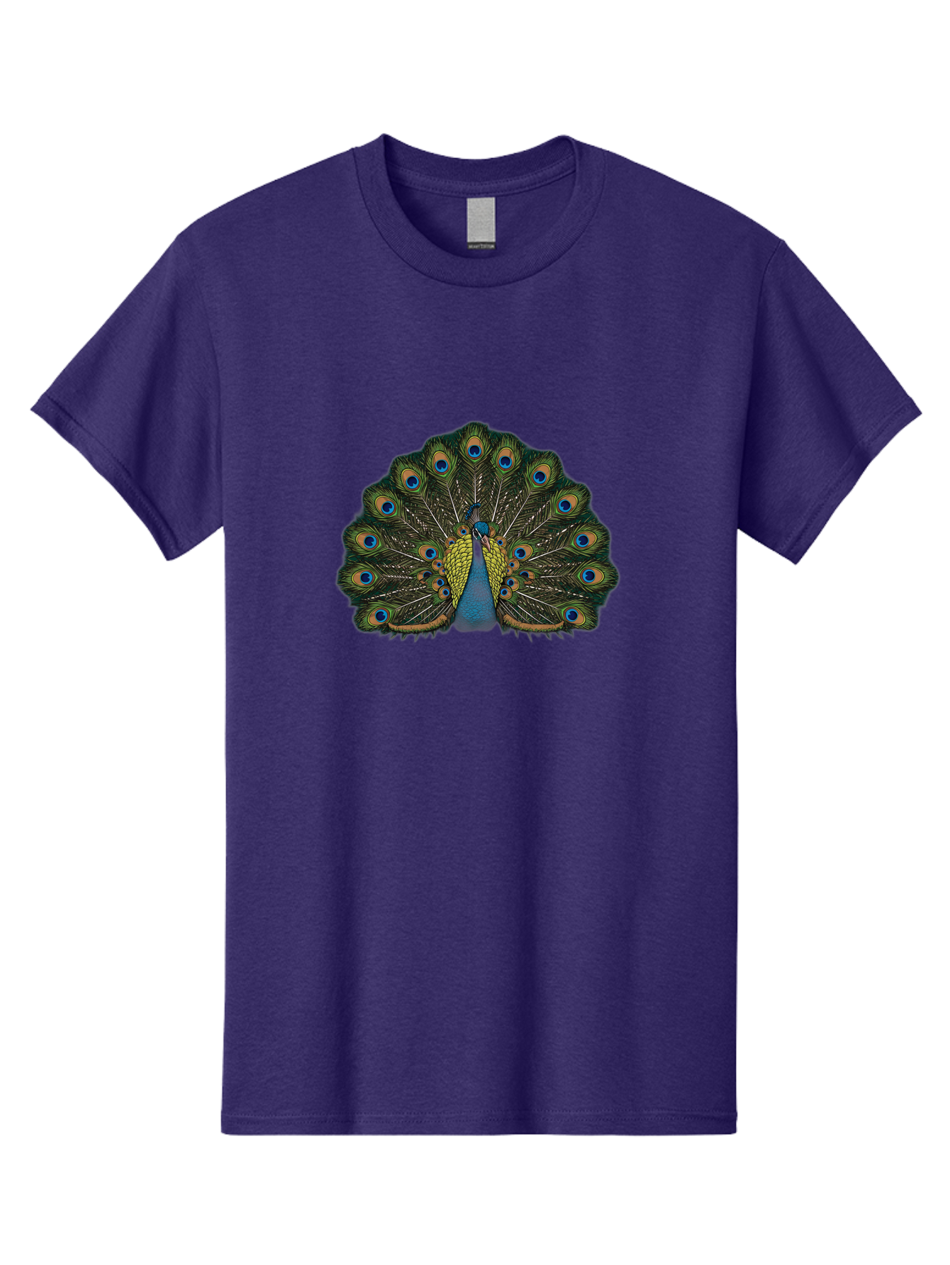 Peacock-14 Men'S Graphic Tee, 100% Cotton, Comfortable Casual Summer Wear, Machine Washable, Peacock Displaying Feathers, Vibrant Plumage, Blue Eyespots, Iridescent Colors, Majestic Bird, Wildlife Beauty, Ornate Tail, Proud Display Bab075