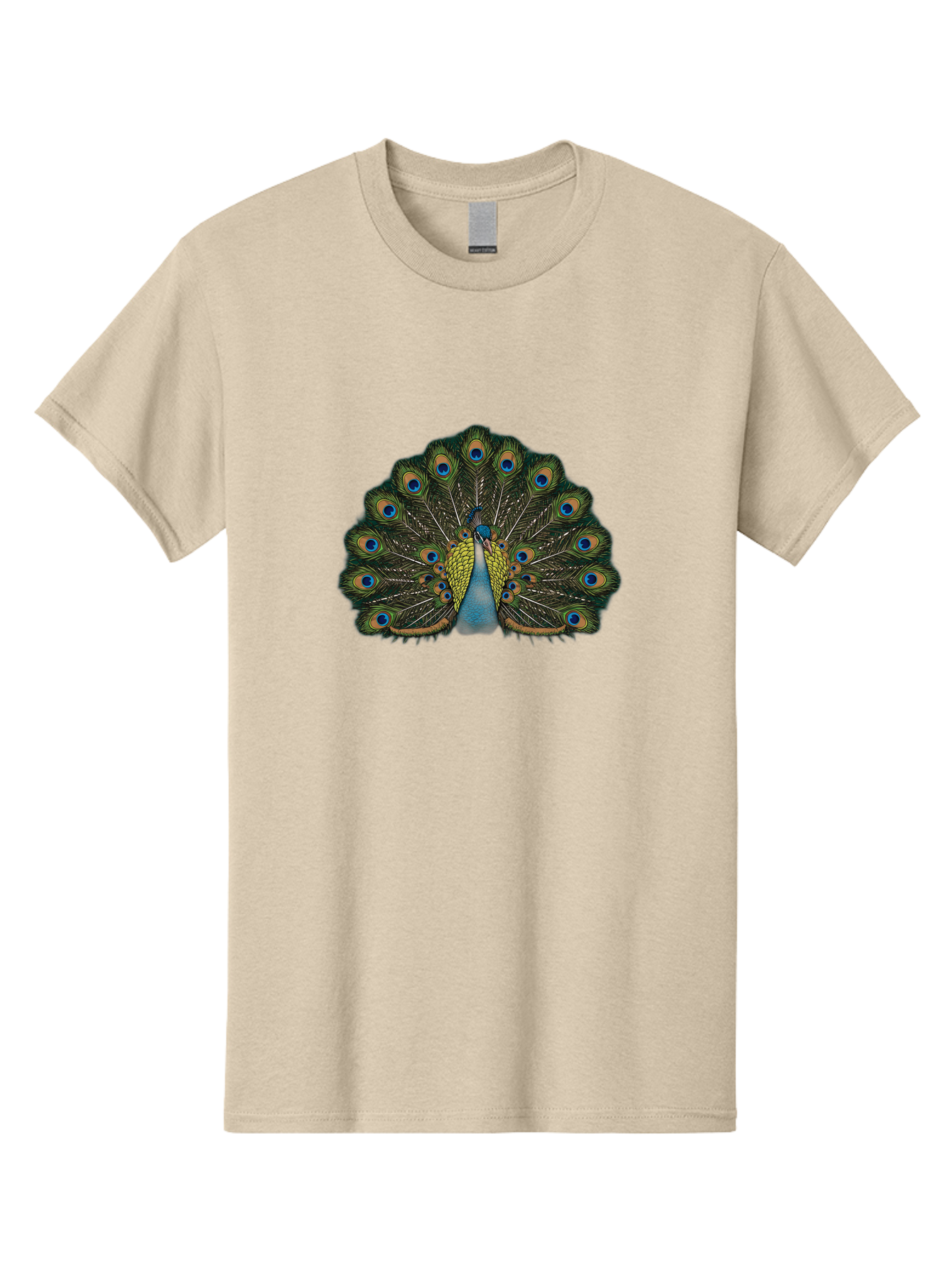 Peacock-14 Men'S Graphic Tee, 100% Cotton, Comfortable Casual Summer Wear, Machine Washable, Peacock Displaying Feathers, Vibrant Plumage, Blue Eyespots, Iridescent Colors, Majestic Bird, Wildlife Beauty, Ornate Tail, Proud Display Bab075