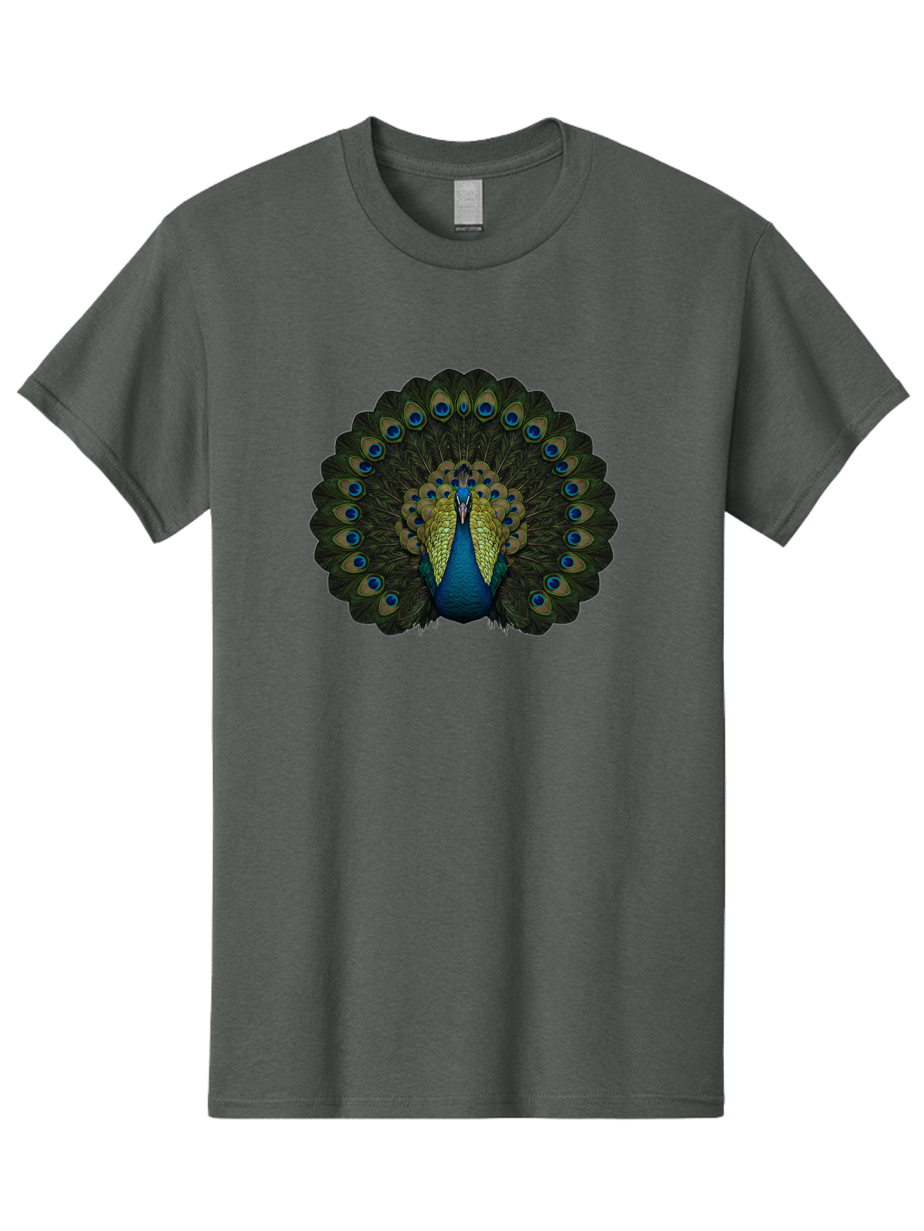 Peacock-15 Men'S Graphic Tee, 100% Cotton, Comfortable Casual Summer Wear, Machine Washable, Blue Peacock, Vibrant Plumage, Eye-Catching Display, Majestic Feathers, Regal Bird, Stunning Colors, Intricate Patterns, Blue And Gold Hues, Bab076
