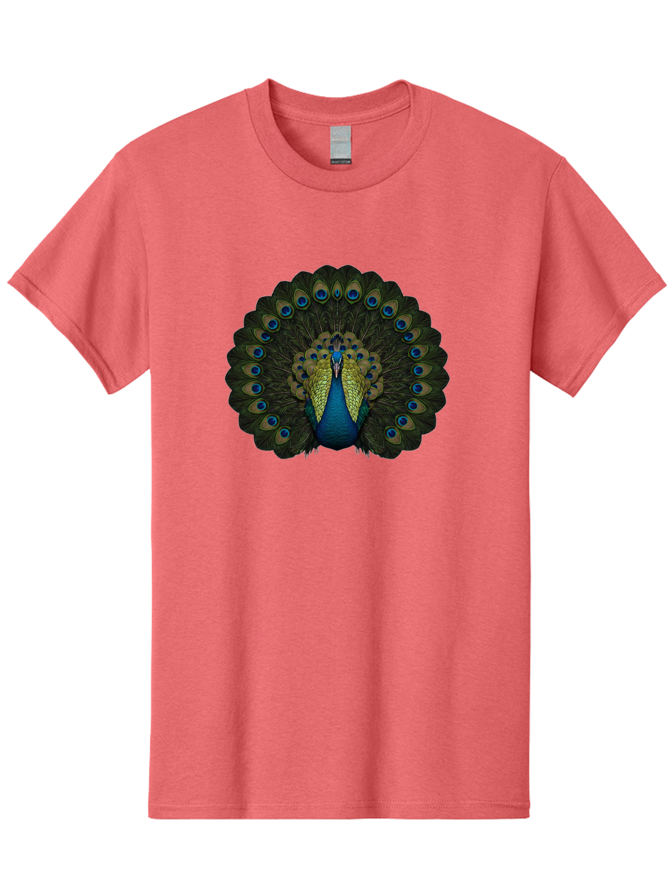 Peacock-15 Men'S Graphic Tee, 100% Cotton, Comfortable Casual Summer Wear, Machine Washable, Blue Peacock, Vibrant Plumage, Eye-Catching Display, Majestic Feathers, Regal Bird, Stunning Colors, Intricate Patterns, Blue And Gold Hues, Bab076