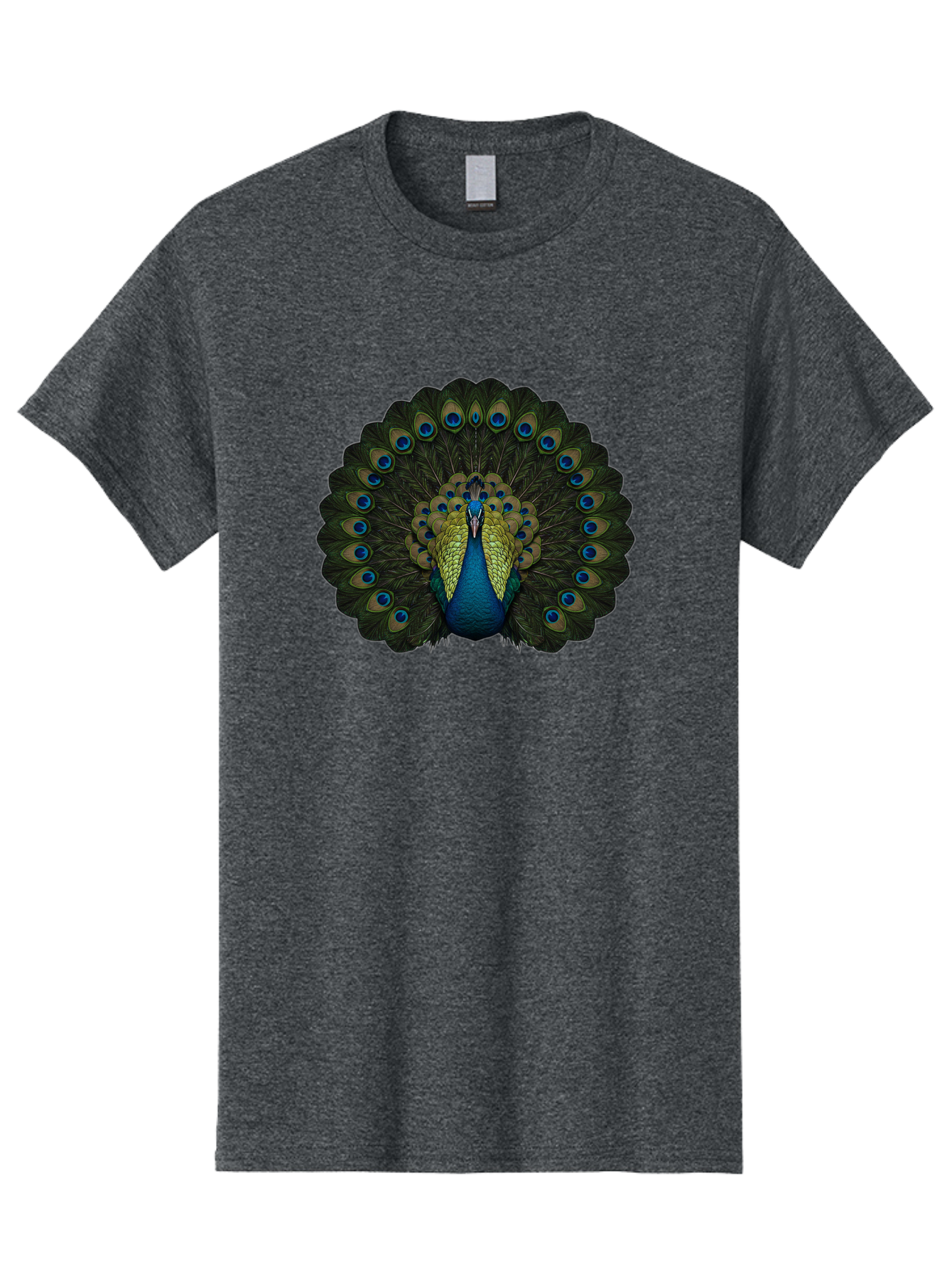 Peacock-15 Men'S Graphic Tee, 100% Cotton, Comfortable Casual Summer Wear, Machine Washable, Blue Peacock, Vibrant Plumage, Eye-Catching Display, Majestic Feathers, Regal Bird, Stunning Colors, Intricate Patterns, Blue And Gold Hues, Bab076