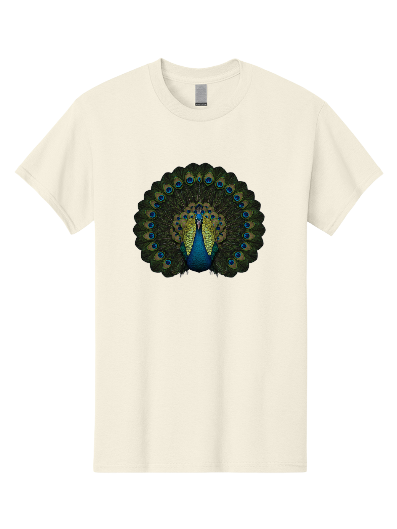 Peacock-15 Men'S Graphic Tee, 100% Cotton, Comfortable Casual Summer Wear, Machine Washable, Blue Peacock, Vibrant Plumage, Eye-Catching Display, Majestic Feathers, Regal Bird, Stunning Colors, Intricate Patterns, Blue And Gold Hues, Bab076
