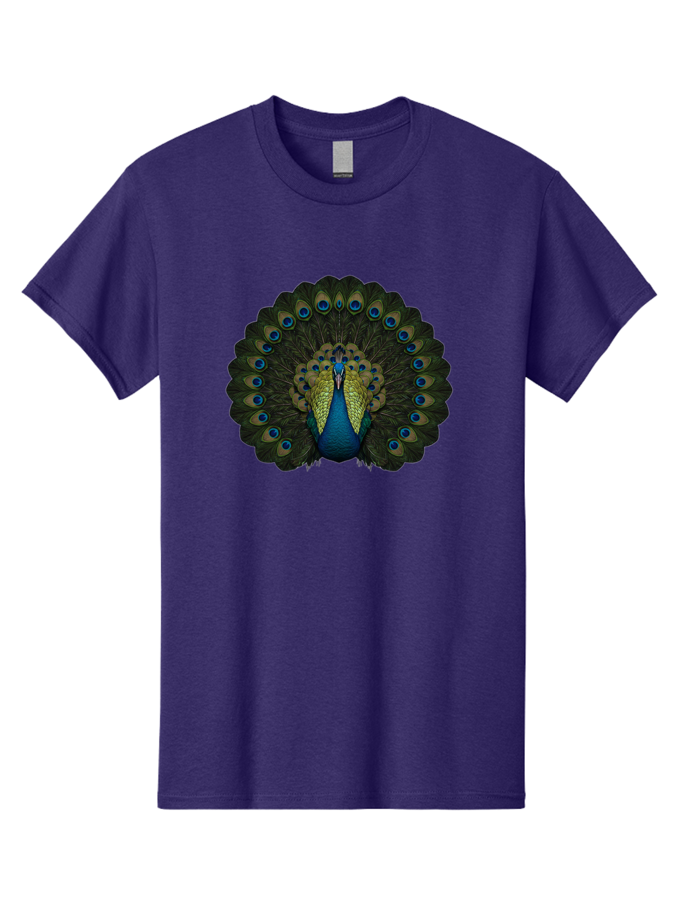 Peacock-15 Men'S Graphic Tee, 100% Cotton, Comfortable Casual Summer Wear, Machine Washable, Blue Peacock, Vibrant Plumage, Eye-Catching Display, Majestic Feathers, Regal Bird, Stunning Colors, Intricate Patterns, Blue And Gold Hues, Bab076