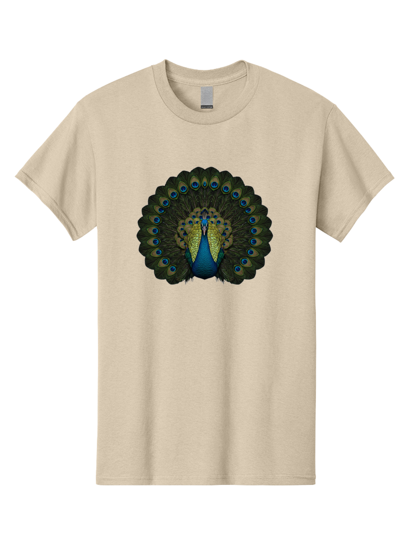 Peacock-15 Men'S Graphic Tee, 100% Cotton, Comfortable Casual Summer Wear, Machine Washable, Blue Peacock, Vibrant Plumage, Eye-Catching Display, Majestic Feathers, Regal Bird, Stunning Colors, Intricate Patterns, Blue And Gold Hues, Bab076