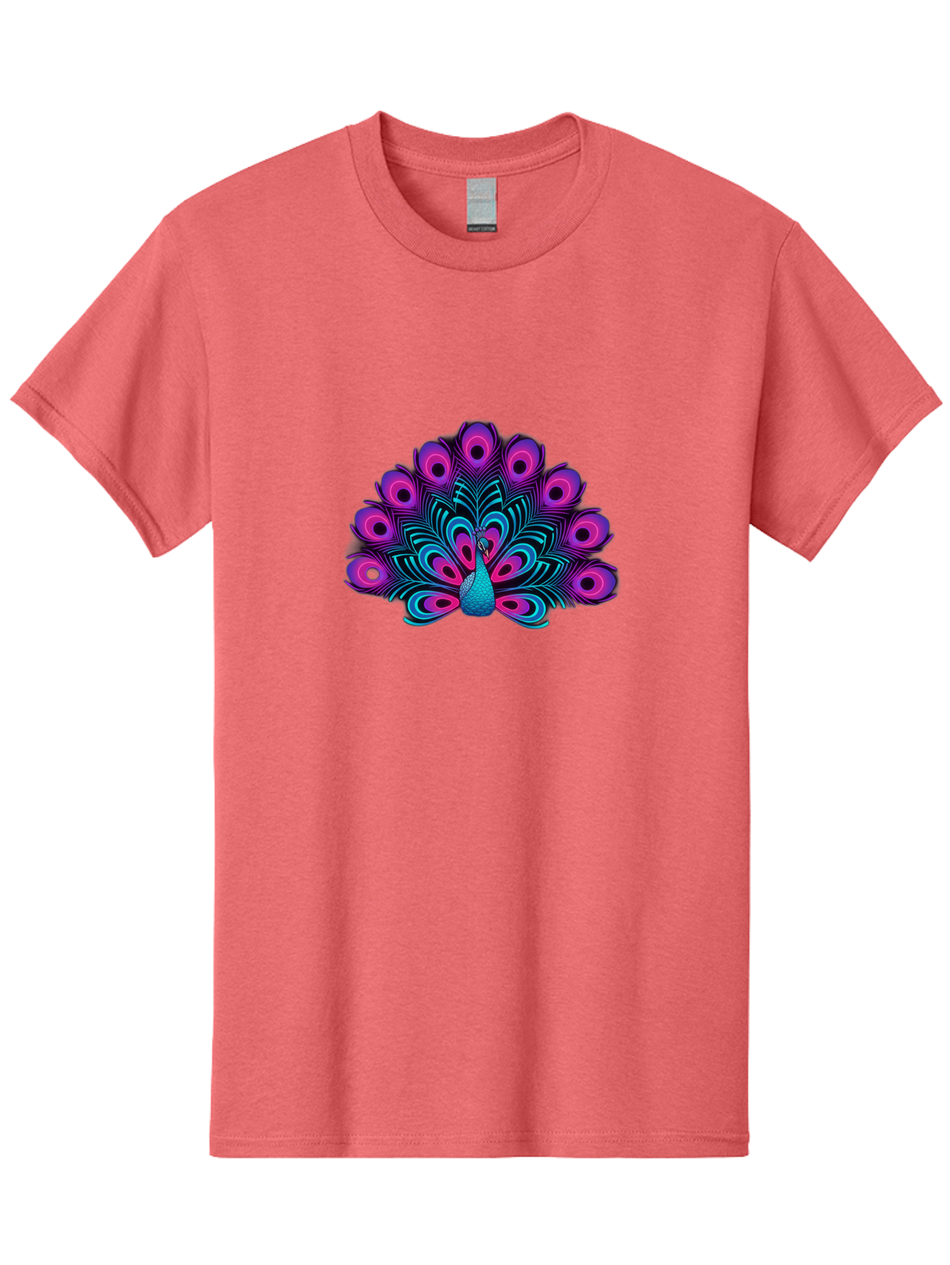 Peacock-16 Men'S Graphic Tee, 100% Cotton, Comfortable Casual Summer Wear, Machine Washable, Peacock Displaying Feathers, Vibrant Plumage, Blue And Purple Hues, Eye-Catching Pattern, Majestic Bird, Colorful Illustration, Intricate Design, Bab077