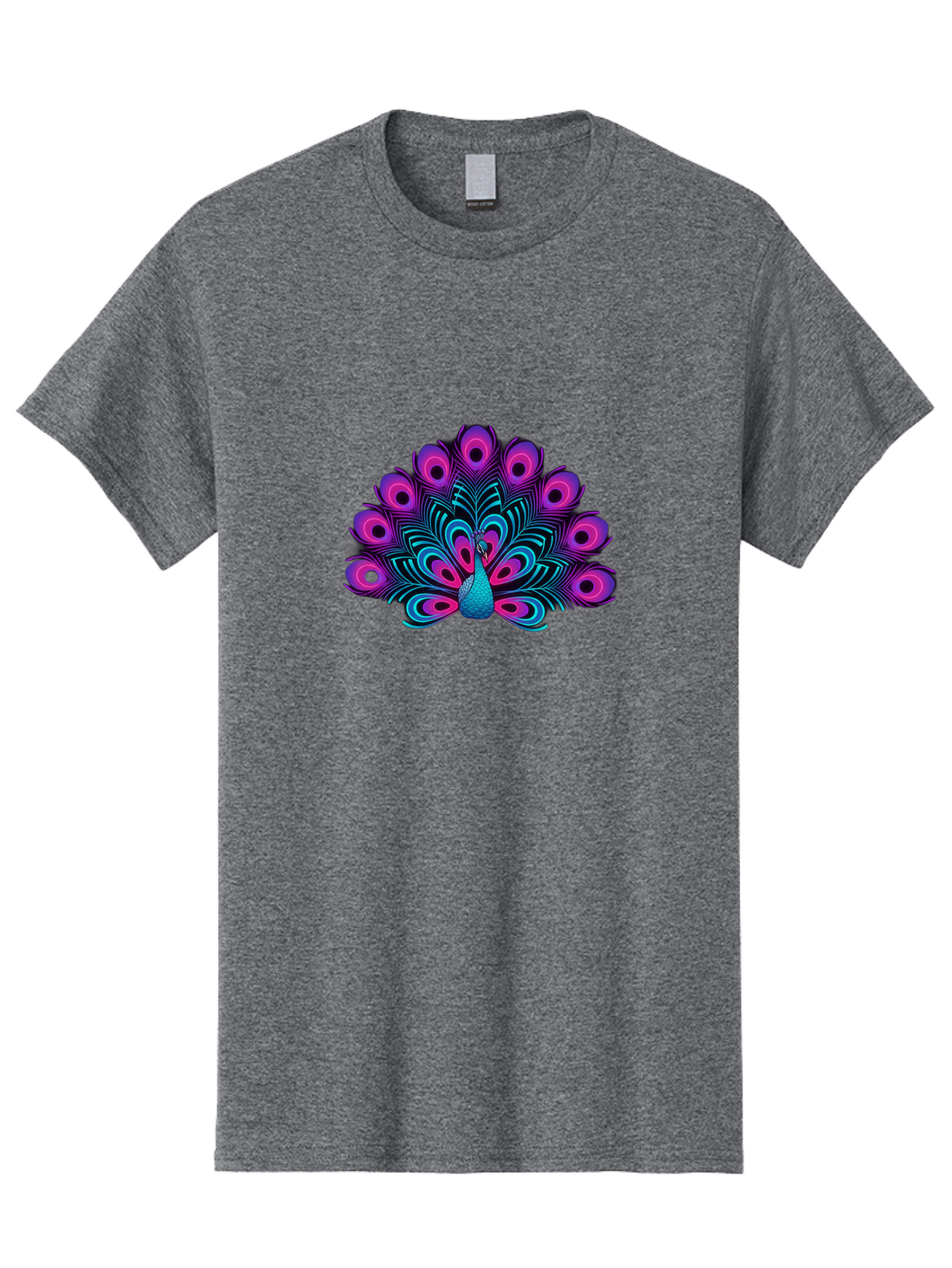 Peacock-16 Men'S Graphic Tee, 100% Cotton, Comfortable Casual Summer Wear, Machine Washable, Peacock Displaying Feathers, Vibrant Plumage, Blue And Purple Hues, Eye-Catching Pattern, Majestic Bird, Colorful Illustration, Intricate Design, Bab077