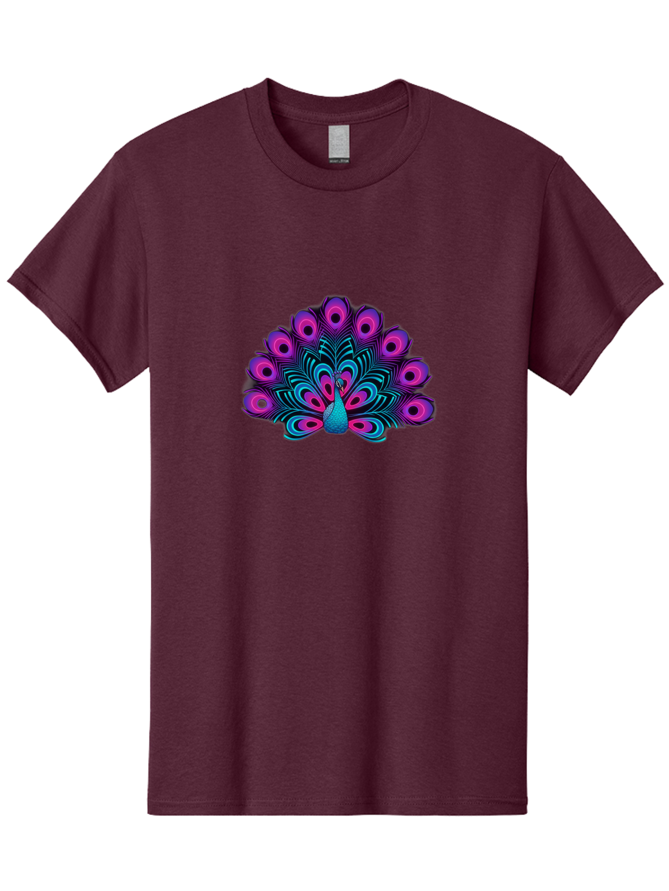Peacock-16 Men'S Graphic Tee, 100% Cotton, Comfortable Casual Summer Wear, Machine Washable, Peacock Displaying Feathers, Vibrant Plumage, Blue And Purple Hues, Eye-Catching Pattern, Majestic Bird, Colorful Illustration, Intricate Design, Bab077
