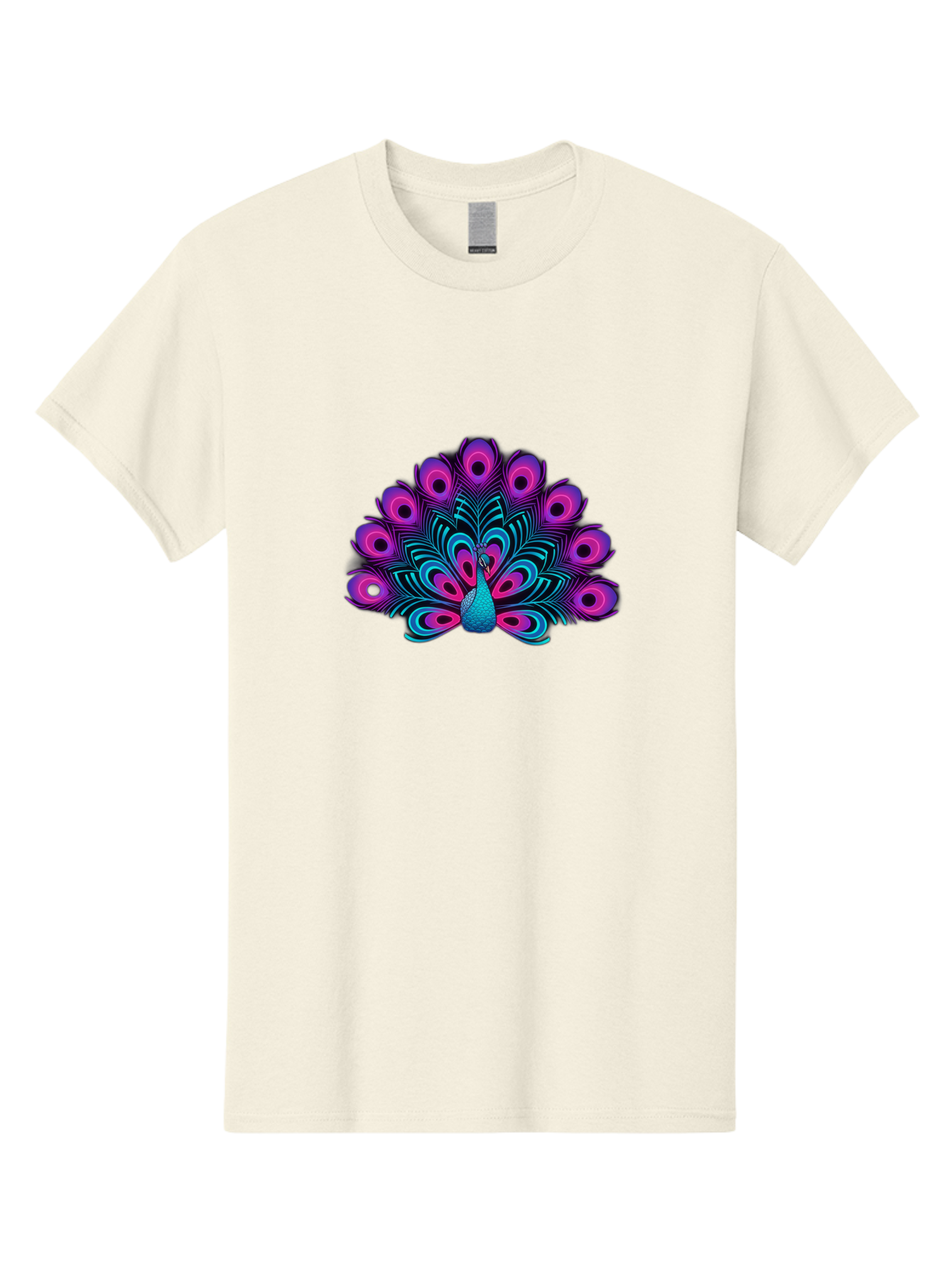 Peacock-16 Men'S Graphic Tee, 100% Cotton, Comfortable Casual Summer Wear, Machine Washable, Peacock Displaying Feathers, Vibrant Plumage, Blue And Purple Hues, Eye-Catching Pattern, Majestic Bird, Colorful Illustration, Intricate Design, Bab077