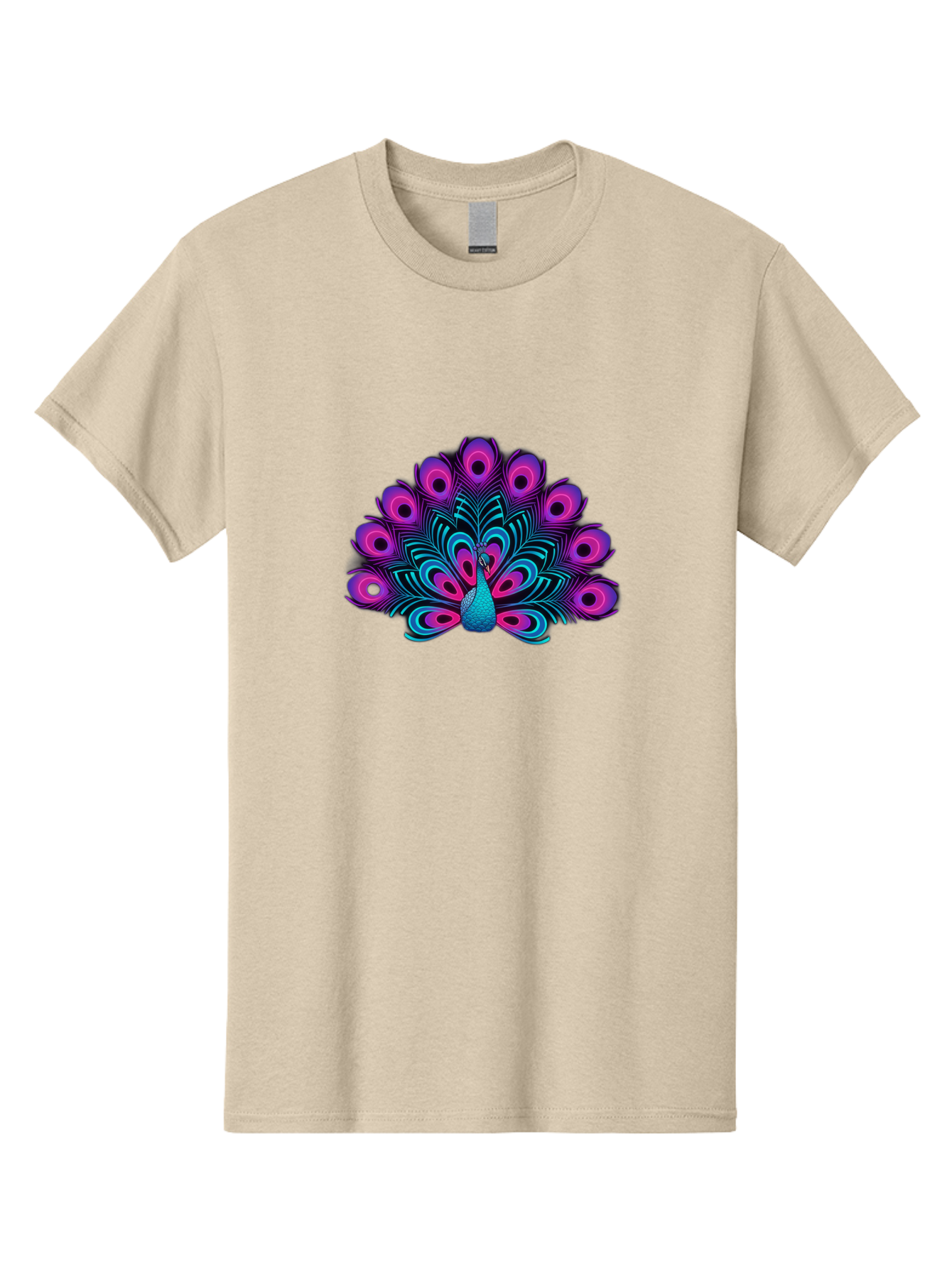 Peacock-16 Men'S Graphic Tee, 100% Cotton, Comfortable Casual Summer Wear, Machine Washable, Peacock Displaying Feathers, Vibrant Plumage, Blue And Purple Hues, Eye-Catching Pattern, Majestic Bird, Colorful Illustration, Intricate Design, Bab077