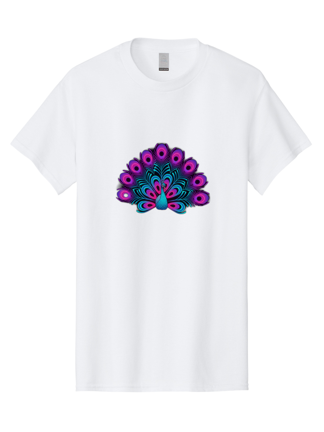 Peacock-16 Men'S Graphic Tee, 100% Cotton, Comfortable Casual Summer Wear, Machine Washable, Peacock Displaying Feathers, Vibrant Plumage, Blue And Purple Hues, Eye-Catching Pattern, Majestic Bird, Colorful Illustration, Intricate Design, Bab077