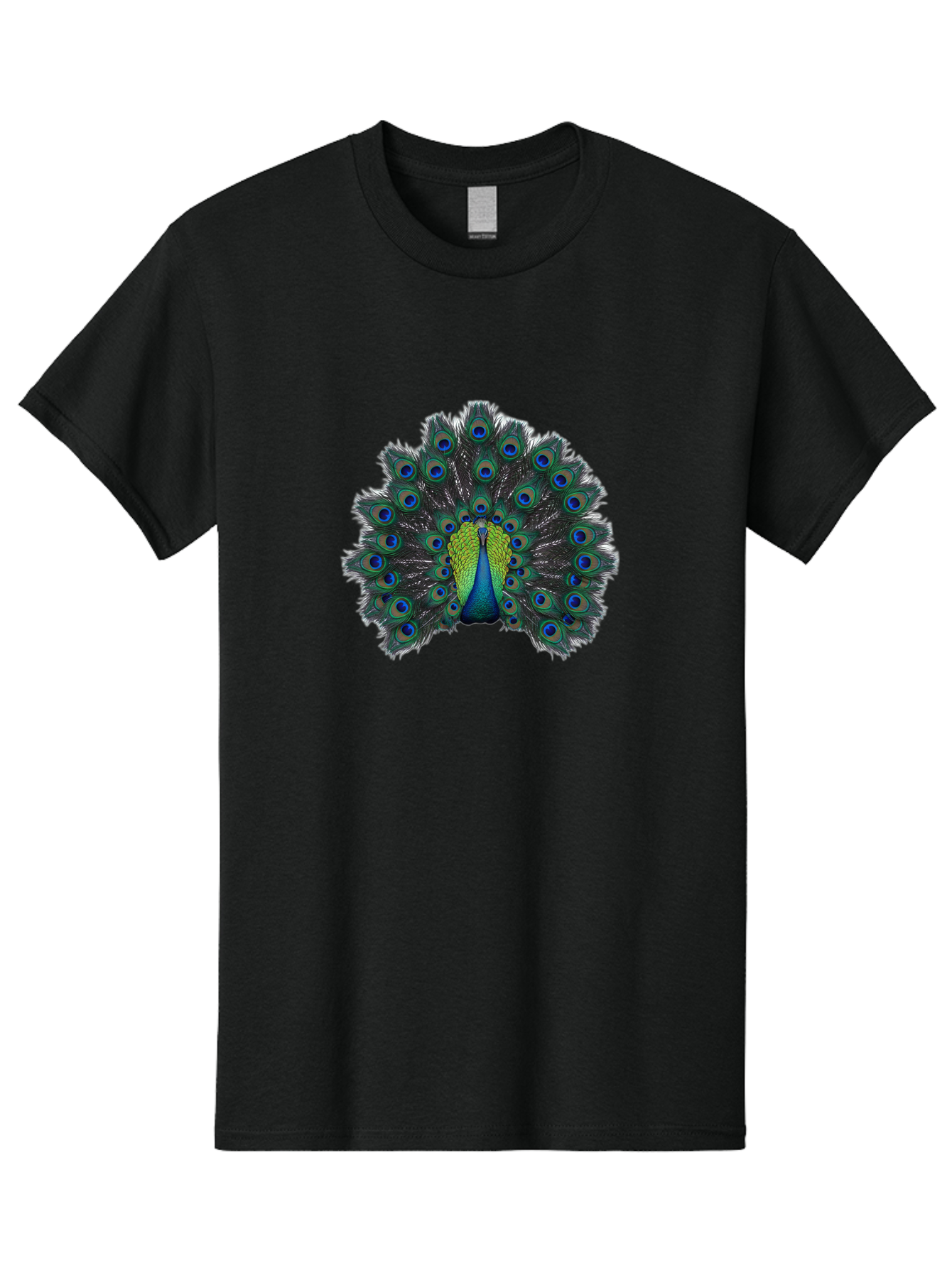 Peacock-17 Men'S Graphic Tee, 100% Cotton, Comfortable Casual Summer Wear, Machine Washable, Peacock With Spread Tail, Vibrant Feathers, Blue And Green Plumage, Eye-Catching Display, Majestic Bird, Exotic Beauty, Colorful Tail Feathers Bab078