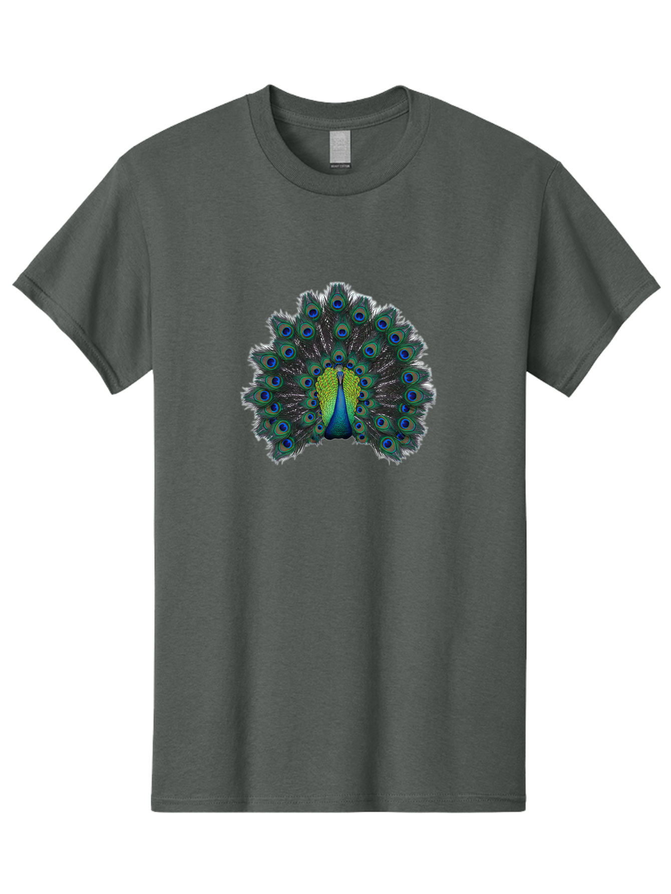 Peacock-17 Men'S Graphic Tee, 100% Cotton, Comfortable Casual Summer Wear, Machine Washable, Peacock With Spread Tail, Vibrant Feathers, Blue And Green Plumage, Eye-Catching Display, Majestic Bird, Exotic Beauty, Colorful Tail Feathers Bab078