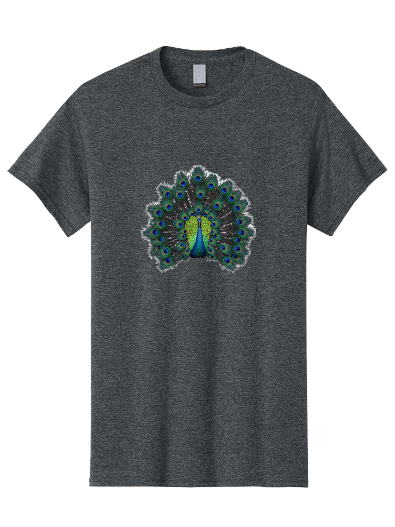 Peacock-17 Men'S Graphic Tee, 100% Cotton, Comfortable Casual Summer Wear, Machine Washable, Peacock With Spread Tail, Vibrant Feathers, Blue And Green Plumage, Eye-Catching Display, Majestic Bird, Exotic Beauty, Colorful Tail Feathers Bab078