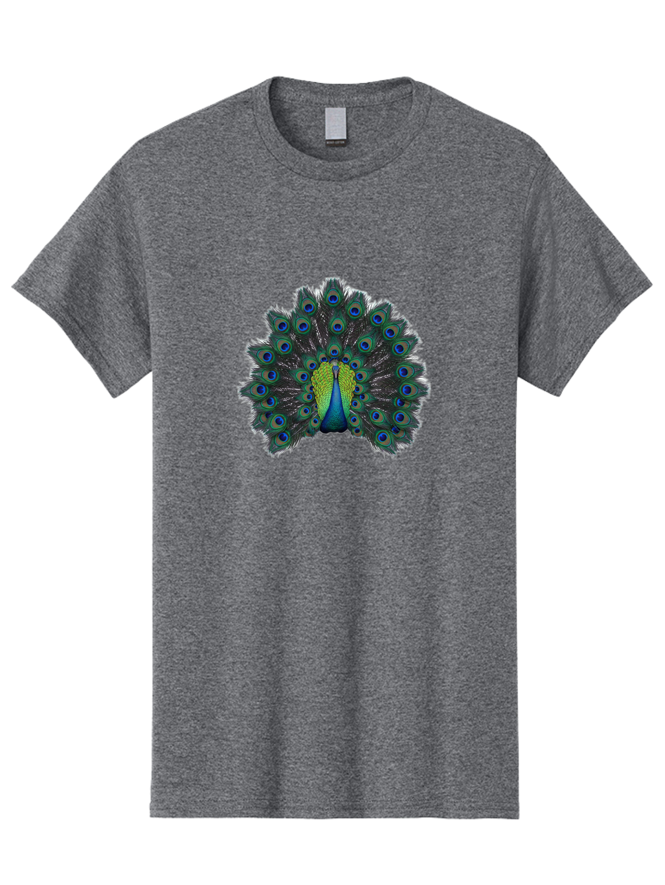 Peacock-17 Men'S Graphic Tee, 100% Cotton, Comfortable Casual Summer Wear, Machine Washable, Peacock With Spread Tail, Vibrant Feathers, Blue And Green Plumage, Eye-Catching Display, Majestic Bird, Exotic Beauty, Colorful Tail Feathers Bab078