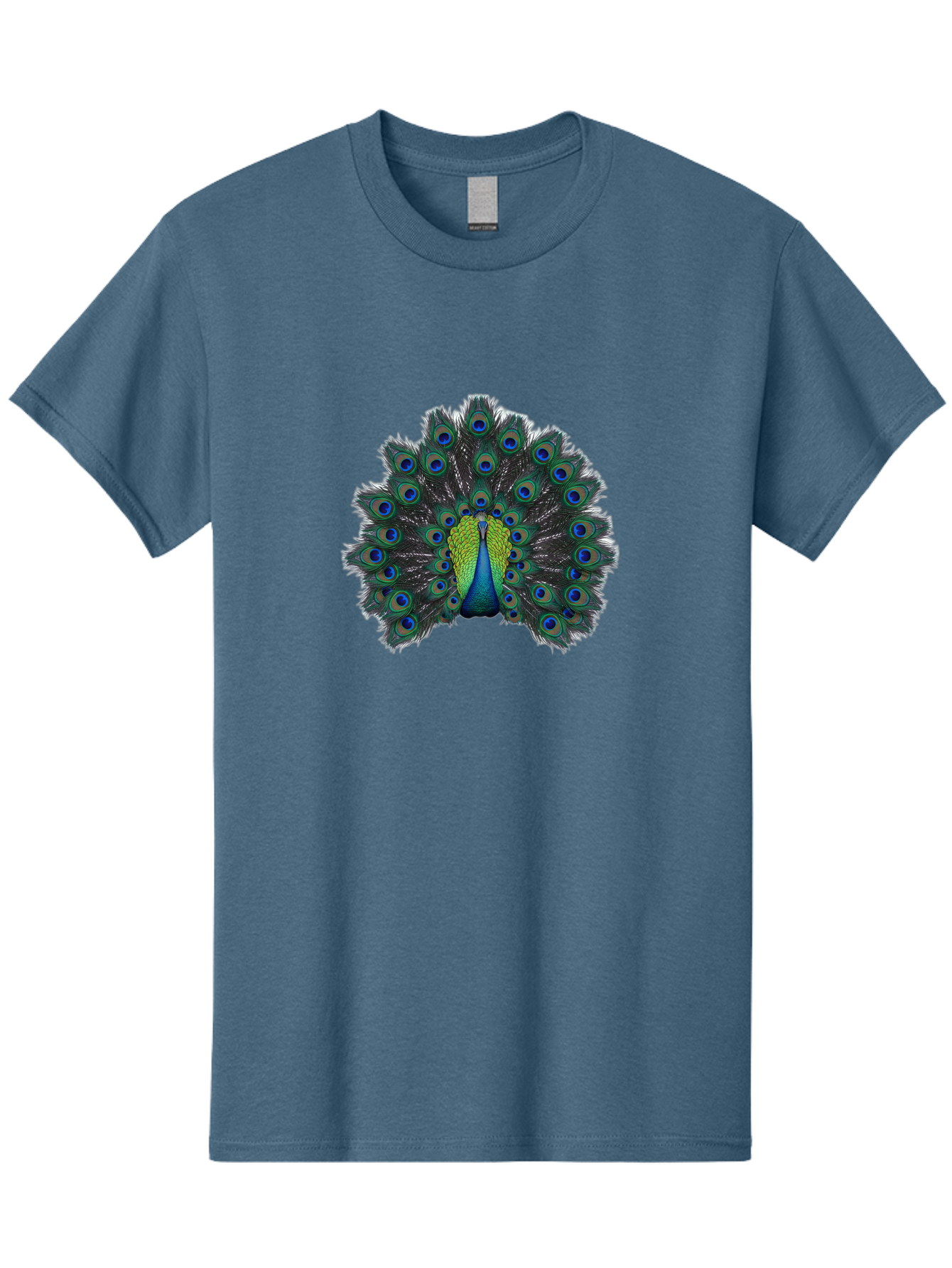 Peacock-17 Men'S Graphic Tee, 100% Cotton, Comfortable Casual Summer Wear, Machine Washable, Peacock With Spread Tail, Vibrant Feathers, Blue And Green Plumage, Eye-Catching Display, Majestic Bird, Exotic Beauty, Colorful Tail Feathers Bab078