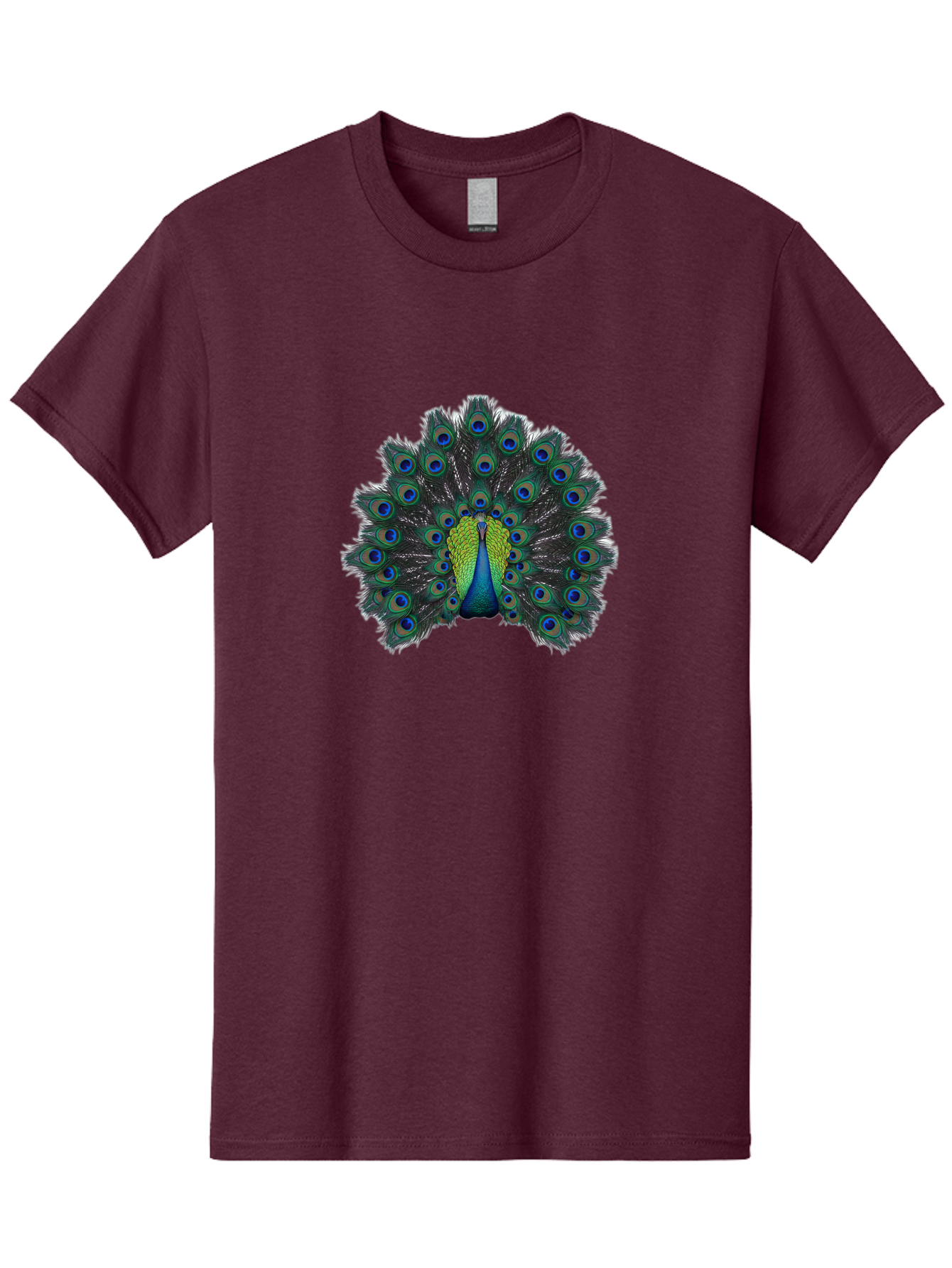 Peacock-17 Men'S Graphic Tee, 100% Cotton, Comfortable Casual Summer Wear, Machine Washable, Peacock With Spread Tail, Vibrant Feathers, Blue And Green Plumage, Eye-Catching Display, Majestic Bird, Exotic Beauty, Colorful Tail Feathers Bab078