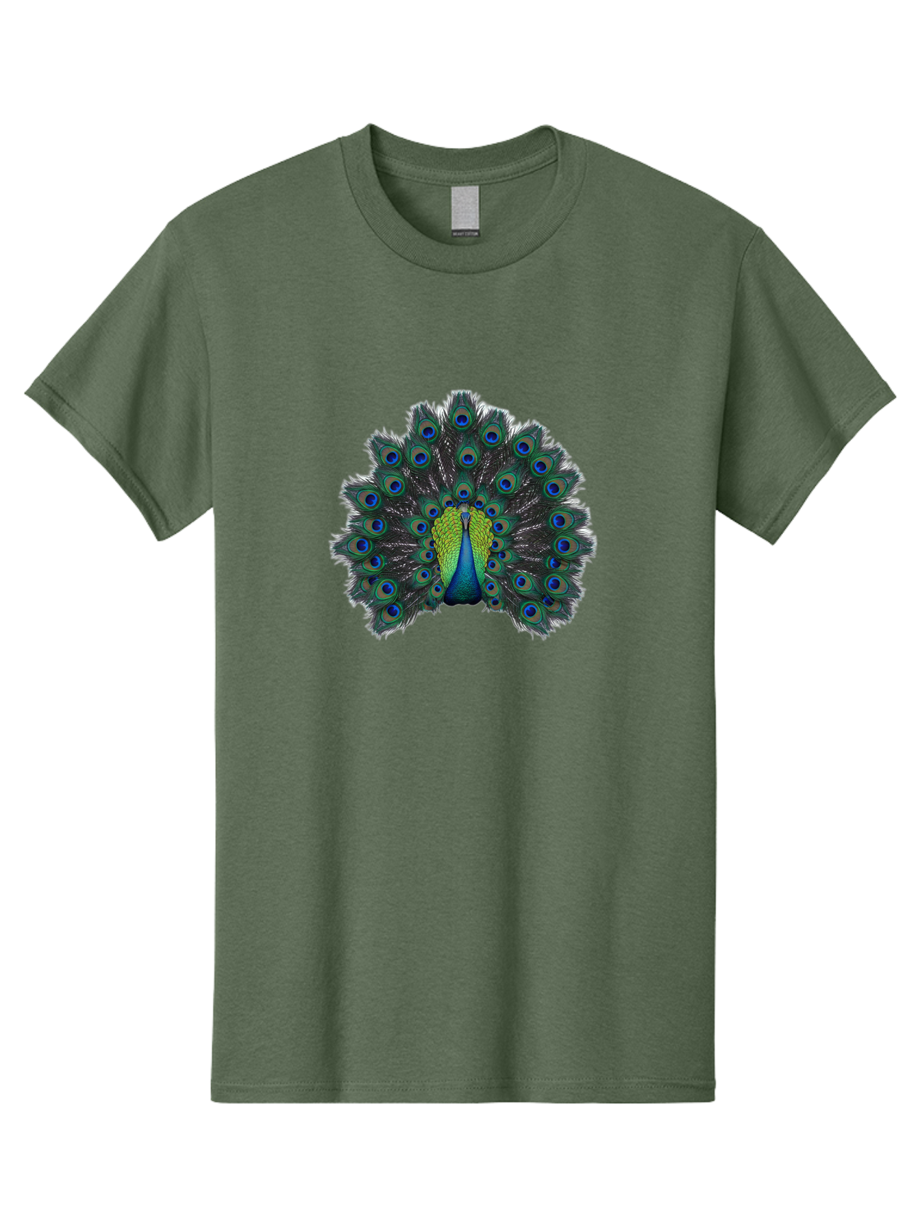 Peacock-17 Men'S Graphic Tee, 100% Cotton, Comfortable Casual Summer Wear, Machine Washable, Peacock With Spread Tail, Vibrant Feathers, Blue And Green Plumage, Eye-Catching Display, Majestic Bird, Exotic Beauty, Colorful Tail Feathers Bab078