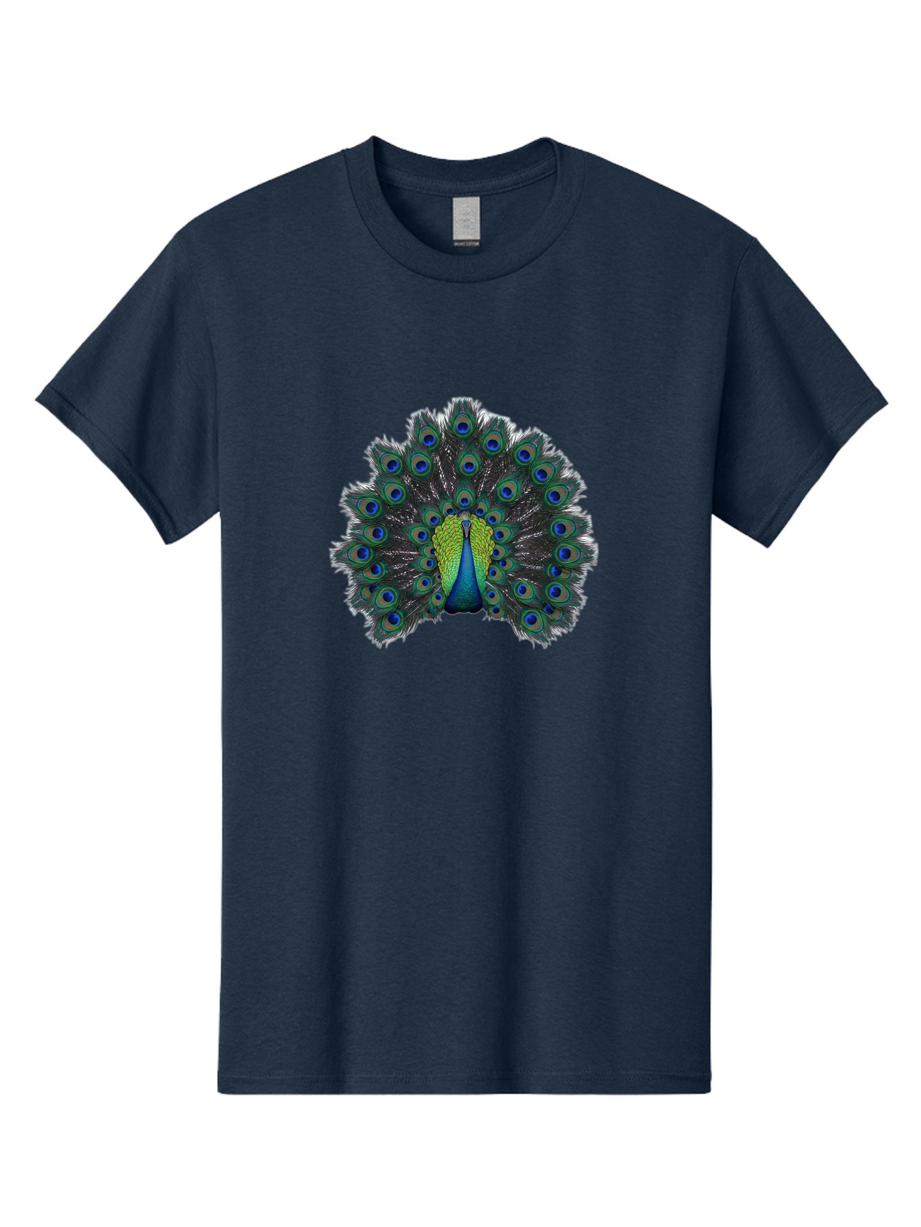 Peacock-17 Men'S Graphic Tee, 100% Cotton, Comfortable Casual Summer Wear, Machine Washable, Peacock With Spread Tail, Vibrant Feathers, Blue And Green Plumage, Eye-Catching Display, Majestic Bird, Exotic Beauty, Colorful Tail Feathers Bab078