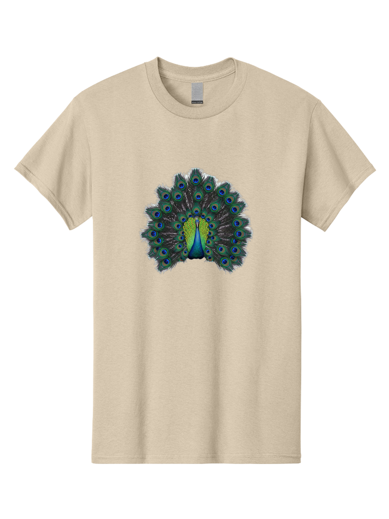 Peacock-17 Men'S Graphic Tee, 100% Cotton, Comfortable Casual Summer Wear, Machine Washable, Peacock With Spread Tail, Vibrant Feathers, Blue And Green Plumage, Eye-Catching Display, Majestic Bird, Exotic Beauty, Colorful Tail Feathers Bab078