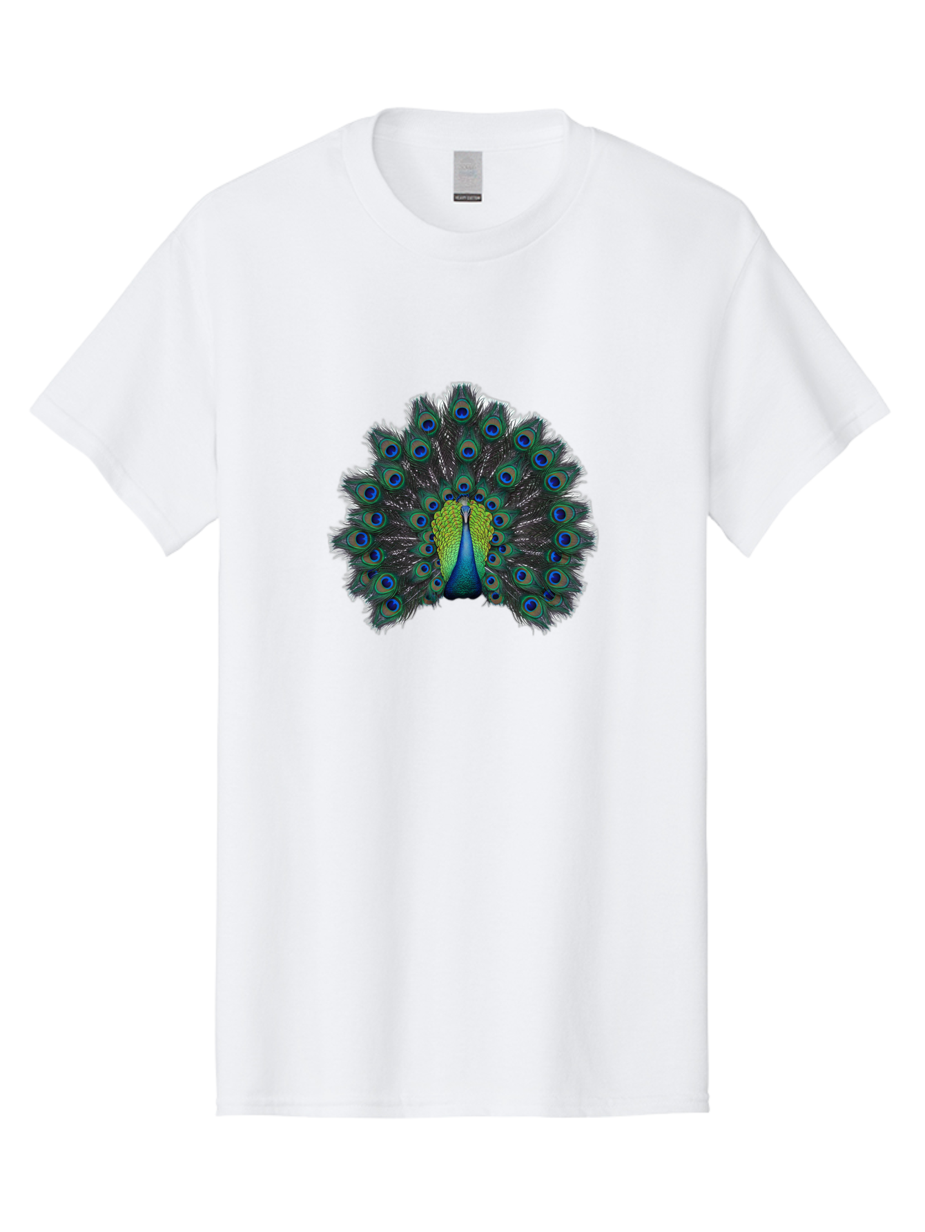 Peacock-17 Men'S Graphic Tee, 100% Cotton, Comfortable Casual Summer Wear, Machine Washable, Peacock With Spread Tail, Vibrant Feathers, Blue And Green Plumage, Eye-Catching Display, Majestic Bird, Exotic Beauty, Colorful Tail Feathers Bab078