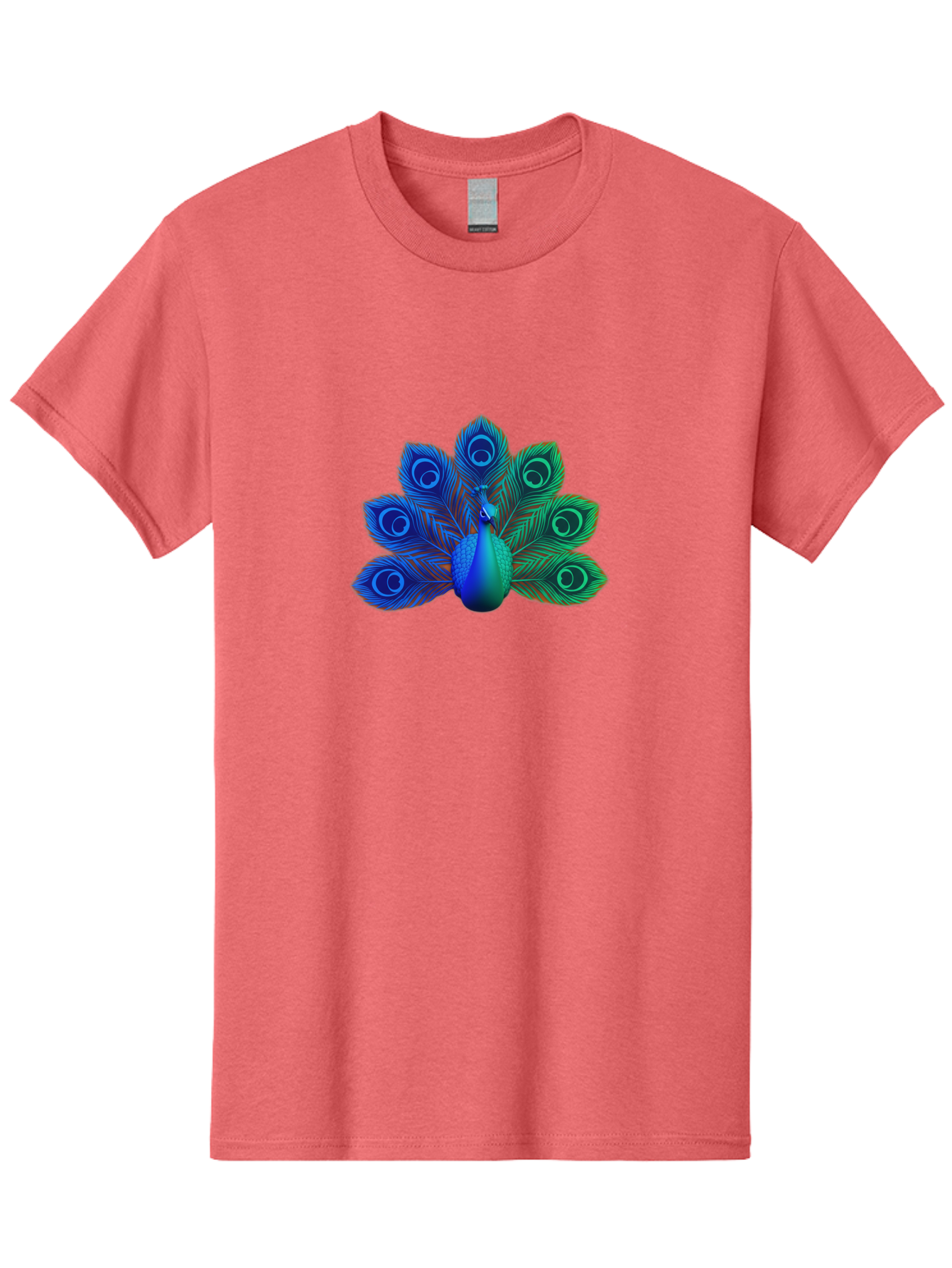 Peacock-18 Men'S Graphic Tee, 100% Cotton, Comfortable Casual Summer Wear, Machine Washable, Peacock Display, Vibrant Feathers, Blue Plumage, Colorful Bird, Majestic Creature, Iridescent Colors, Eye Spots, Feathered Beauty Bab079