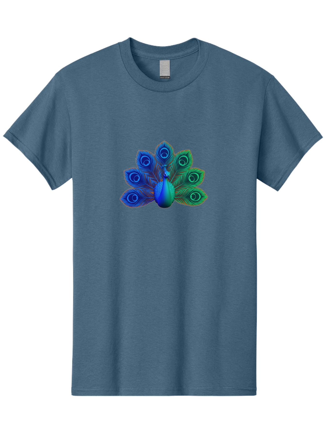 Peacock-18 Men'S Graphic Tee, 100% Cotton, Comfortable Casual Summer Wear, Machine Washable, Peacock Display, Vibrant Feathers, Blue Plumage, Colorful Bird, Majestic Creature, Iridescent Colors, Eye Spots, Feathered Beauty Bab079