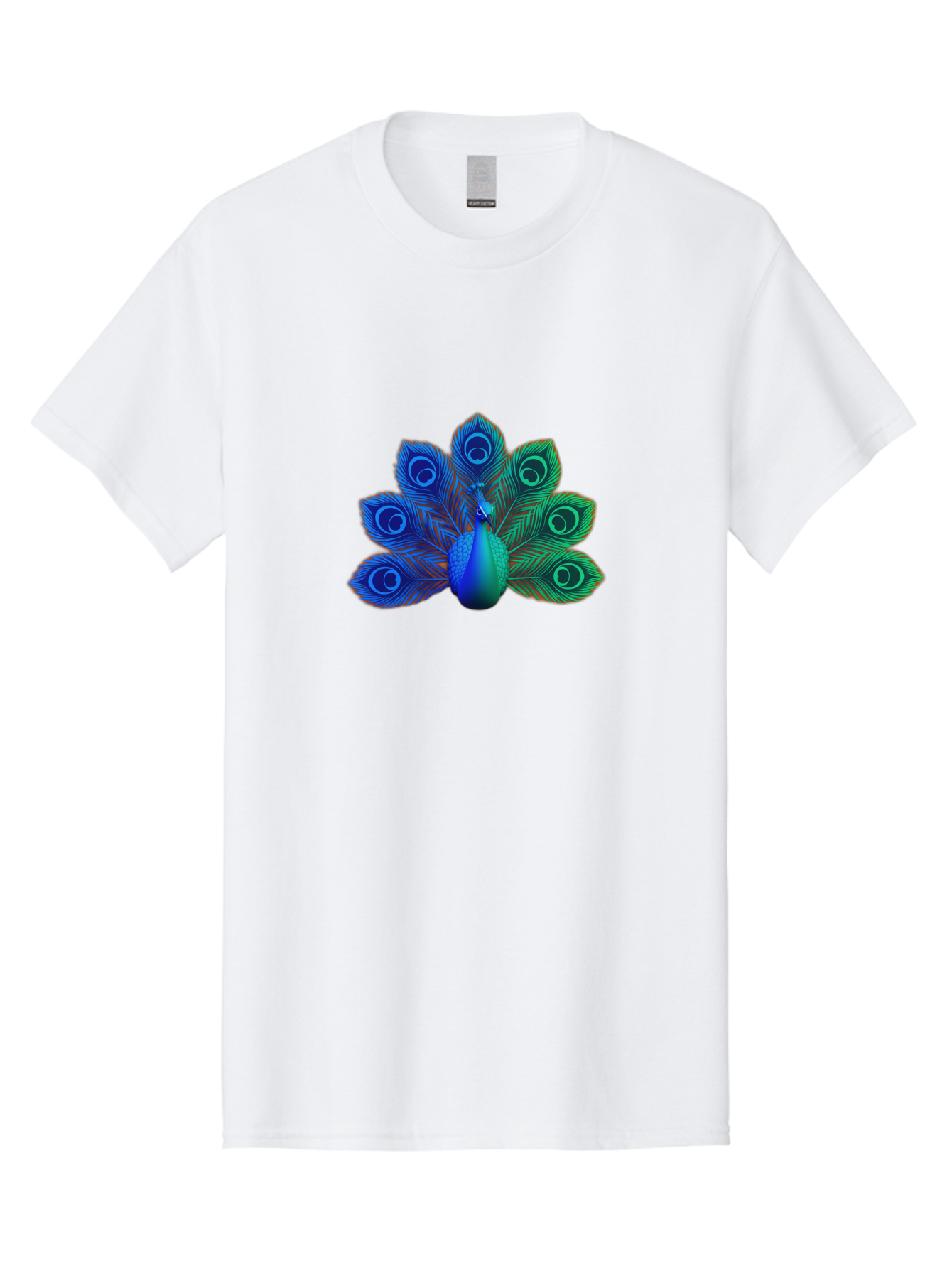 Peacock-18 Men'S Graphic Tee, 100% Cotton, Comfortable Casual Summer Wear, Machine Washable, Peacock Display, Vibrant Feathers, Blue Plumage, Colorful Bird, Majestic Creature, Iridescent Colors, Eye Spots, Feathered Beauty Bab079