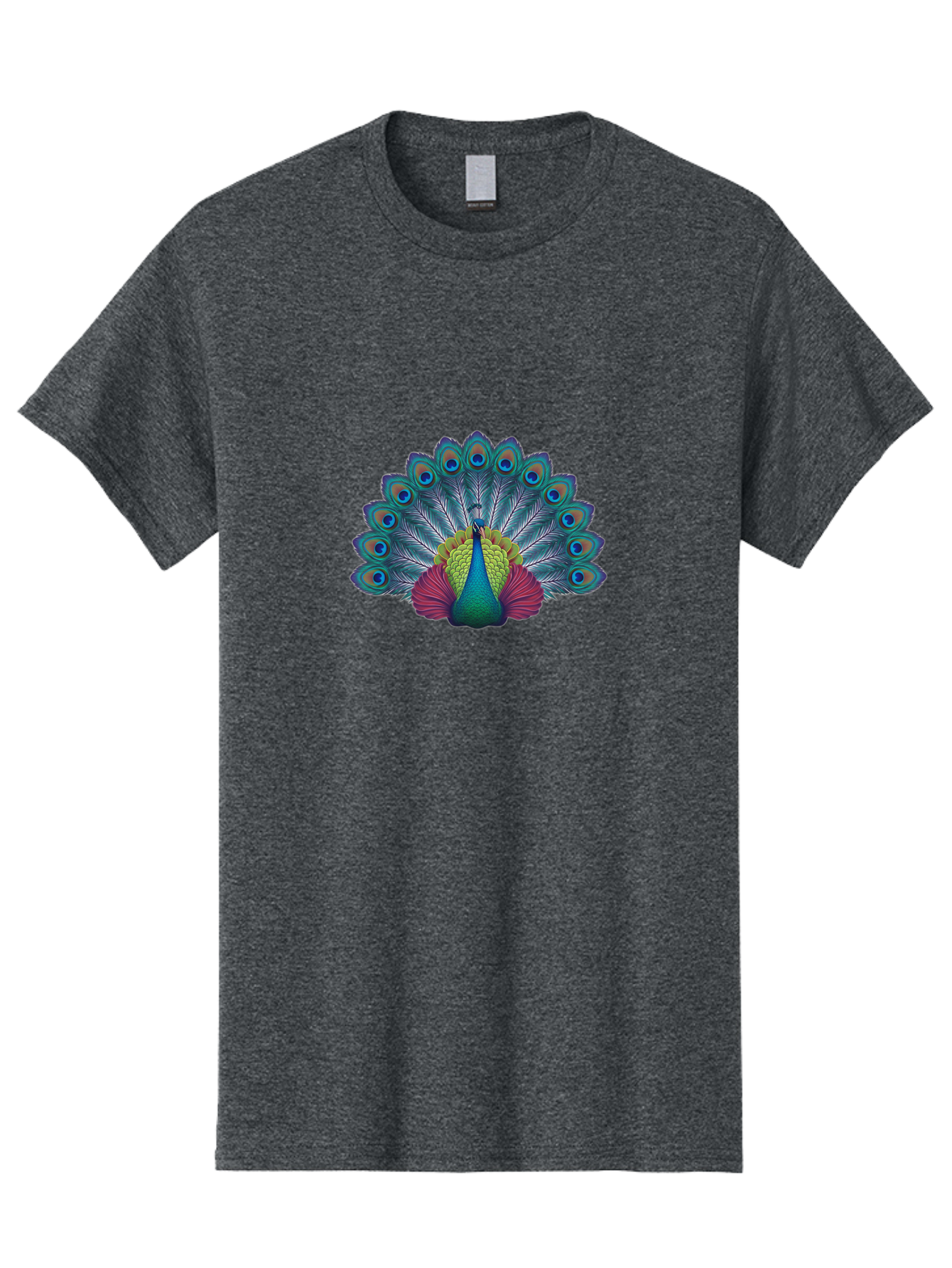 Peacock-19 Men'S Graphic Tee, 100% Cotton, Comfortable Casual Summer Wear, Machine Washable, Peacock With Vibrant Feathers, Colorful Plumage, Blue Eyespots, Green And Blue Body, Pink Train, Majestic Bird, Exotic Wildlife, Beautiful Creature, Bab080