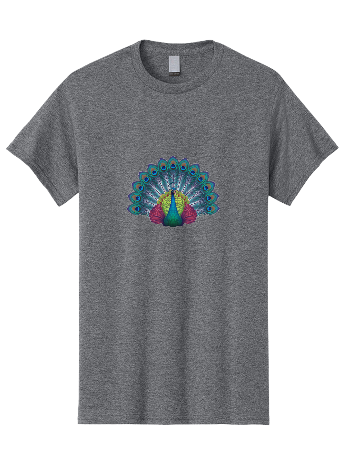 Peacock-19 Men'S Graphic Tee, 100% Cotton, Comfortable Casual Summer Wear, Machine Washable, Peacock With Vibrant Feathers, Colorful Plumage, Blue Eyespots, Green And Blue Body, Pink Train, Majestic Bird, Exotic Wildlife, Beautiful Creature, Bab080