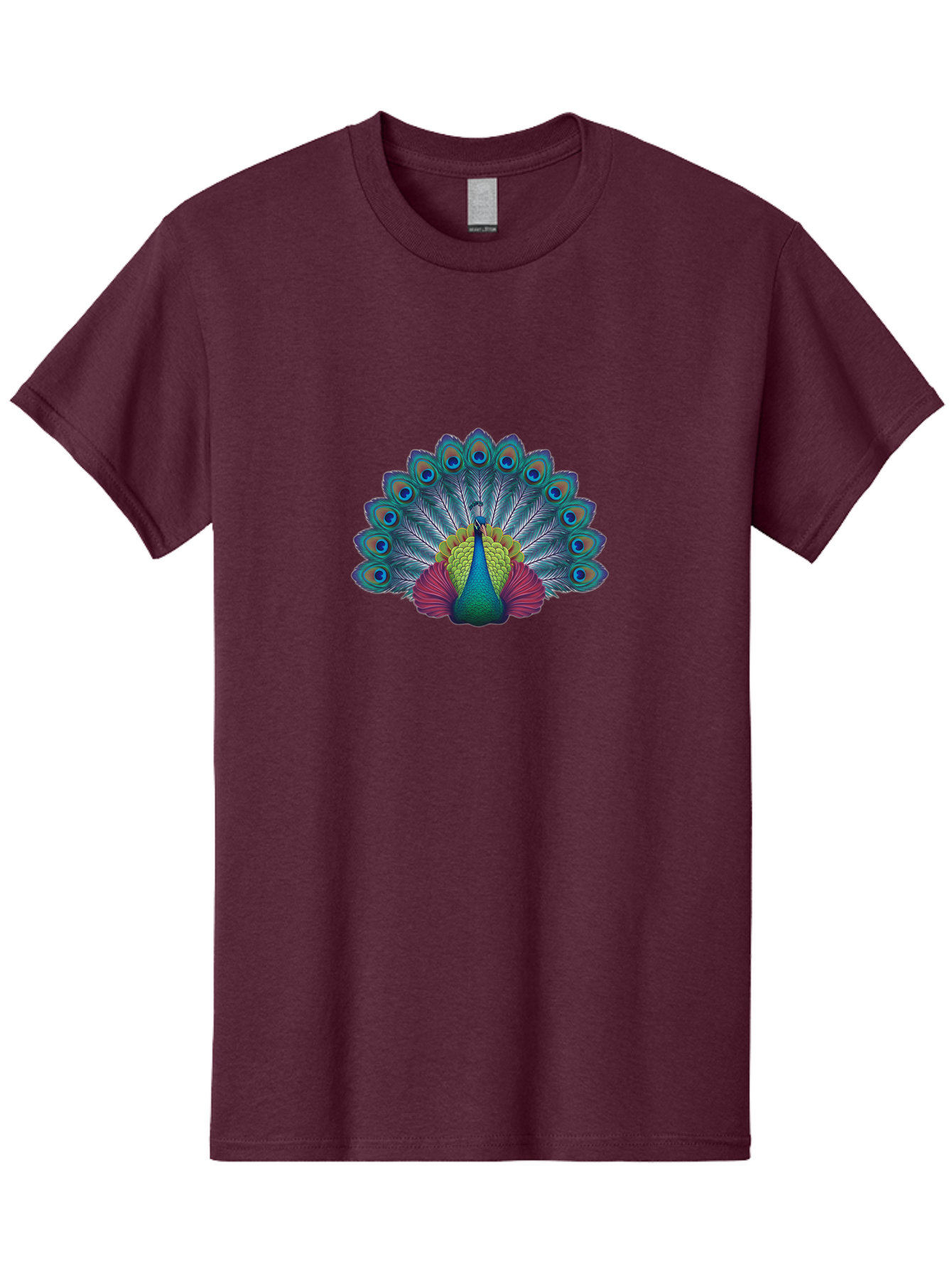 Peacock-19 Men'S Graphic Tee, 100% Cotton, Comfortable Casual Summer Wear, Machine Washable, Peacock With Vibrant Feathers, Colorful Plumage, Blue Eyespots, Green And Blue Body, Pink Train, Majestic Bird, Exotic Wildlife, Beautiful Creature, Bab080