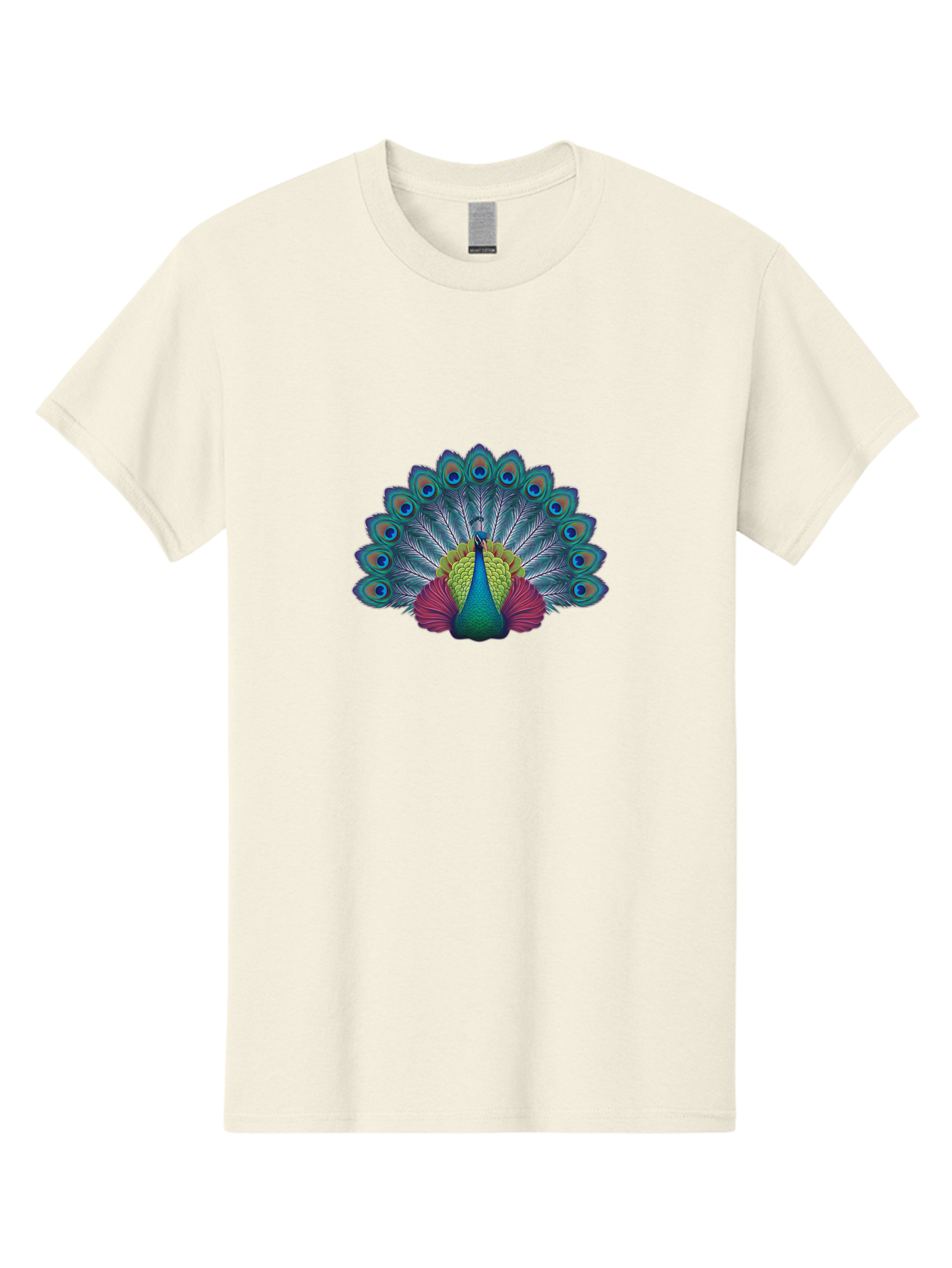 Peacock-19 Men'S Graphic Tee, 100% Cotton, Comfortable Casual Summer Wear, Machine Washable, Peacock With Vibrant Feathers, Colorful Plumage, Blue Eyespots, Green And Blue Body, Pink Train, Majestic Bird, Exotic Wildlife, Beautiful Creature, Bab080