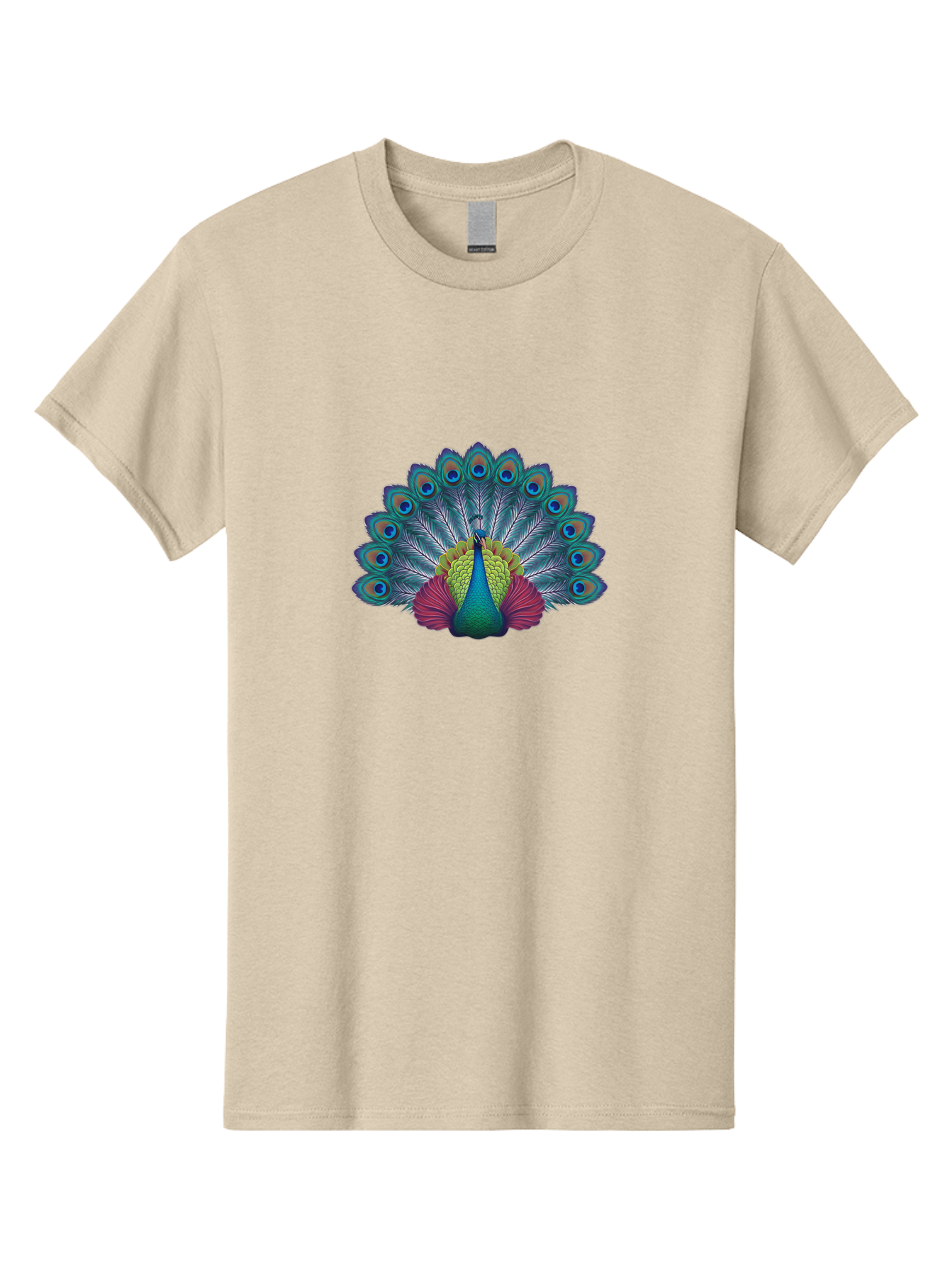 Peacock-19 Men'S Graphic Tee, 100% Cotton, Comfortable Casual Summer Wear, Machine Washable, Peacock With Vibrant Feathers, Colorful Plumage, Blue Eyespots, Green And Blue Body, Pink Train, Majestic Bird, Exotic Wildlife, Beautiful Creature, Bab080