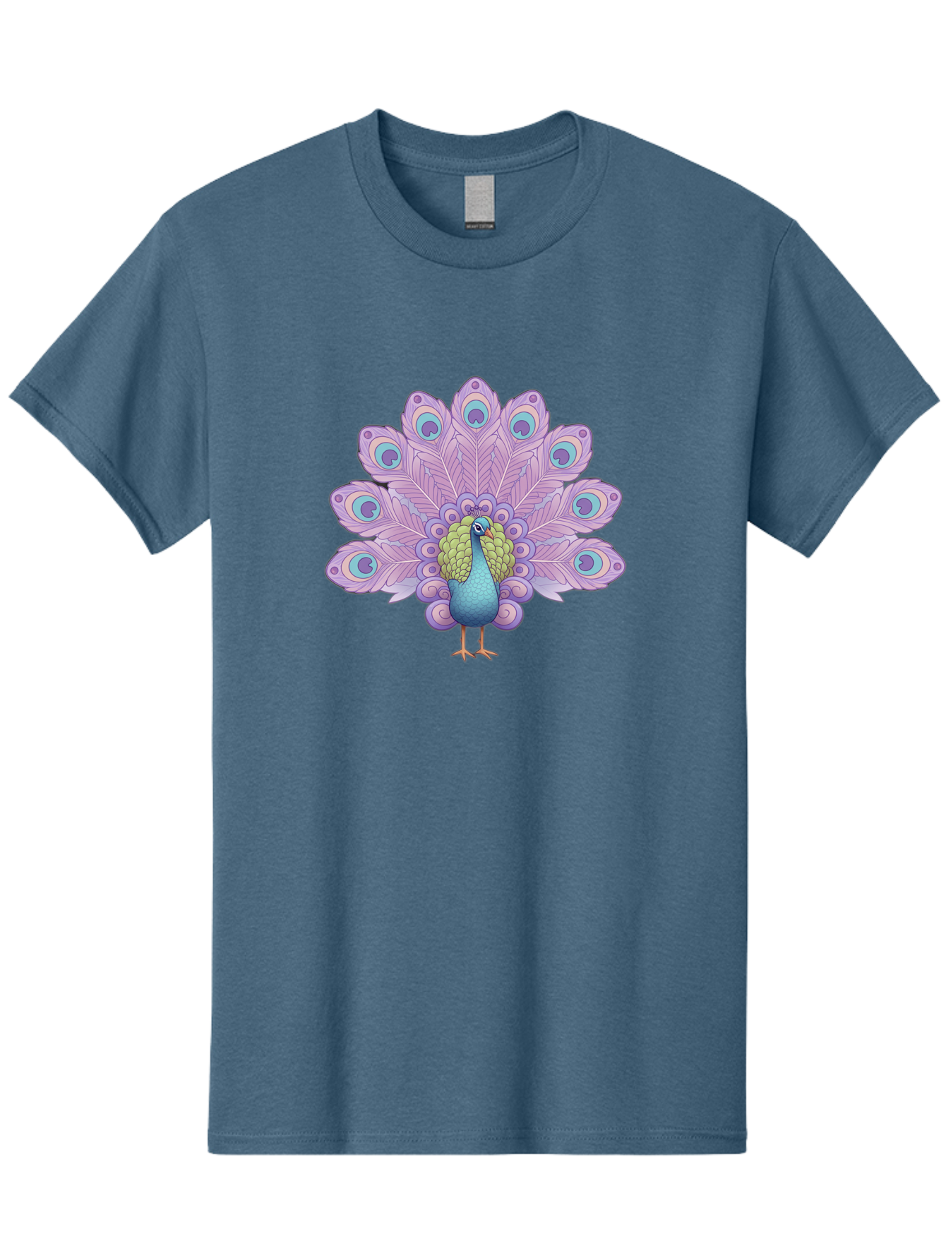 Peacock-2 Men'S Graphic Tee, 100% Cotton, Comfortable Casual Summer Wear, Machine Washable, Peacock Bird, Vibrant Plumage, Colorful Feathers, Blue And Purple Hues, Ornate Tail, Majestic Display, Eye-Catching Patterns, Luxurious Bird, Bab081