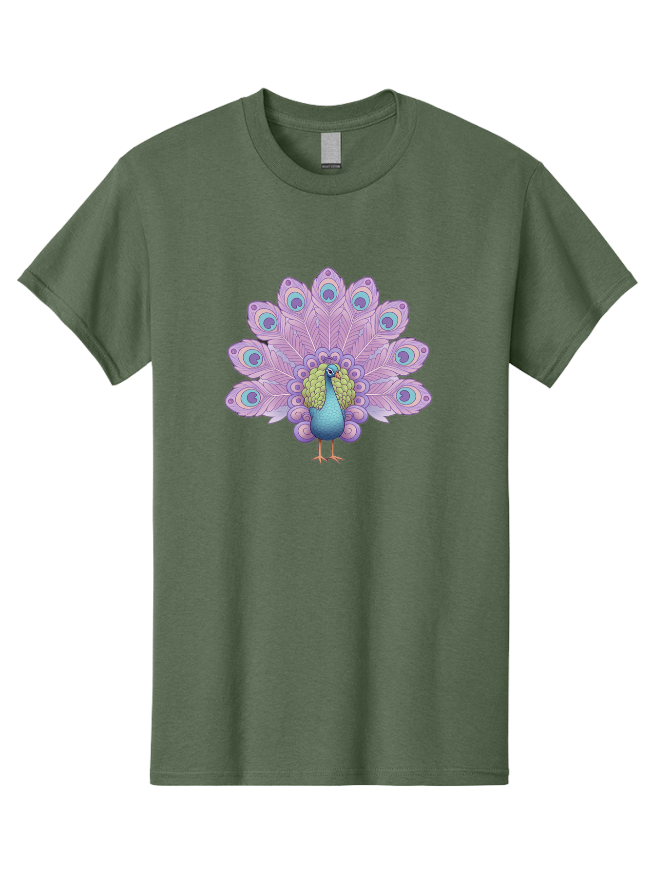 Peacock-2 Men'S Graphic Tee, 100% Cotton, Comfortable Casual Summer Wear, Machine Washable, Peacock Bird, Vibrant Plumage, Colorful Feathers, Blue And Purple Hues, Ornate Tail, Majestic Display, Eye-Catching Patterns, Luxurious Bird, Bab081