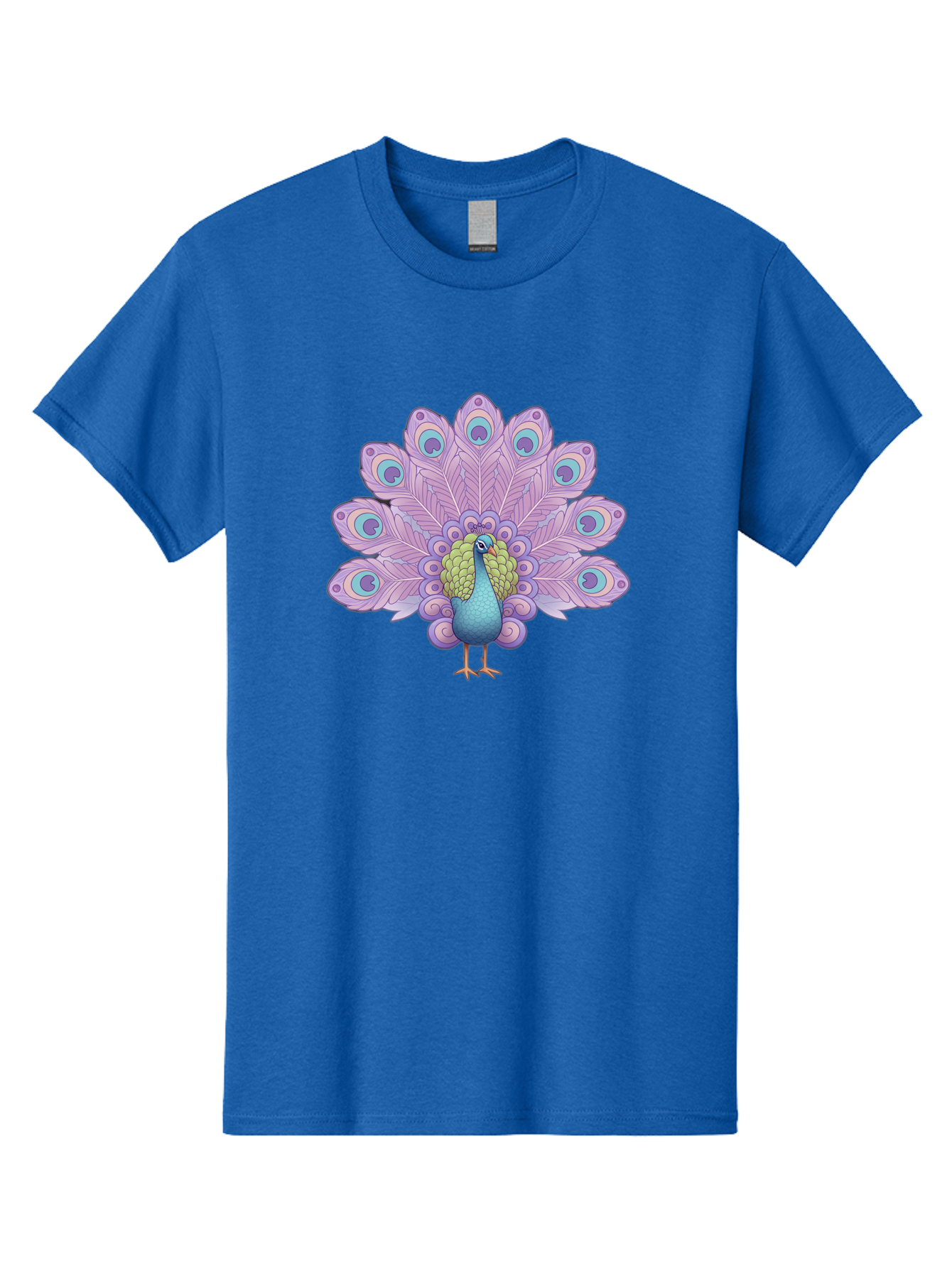 Peacock-2 Men'S Graphic Tee, 100% Cotton, Comfortable Casual Summer Wear, Machine Washable, Peacock Bird, Vibrant Plumage, Colorful Feathers, Blue And Purple Hues, Ornate Tail, Majestic Display, Eye-Catching Patterns, Luxurious Bird, Bab081