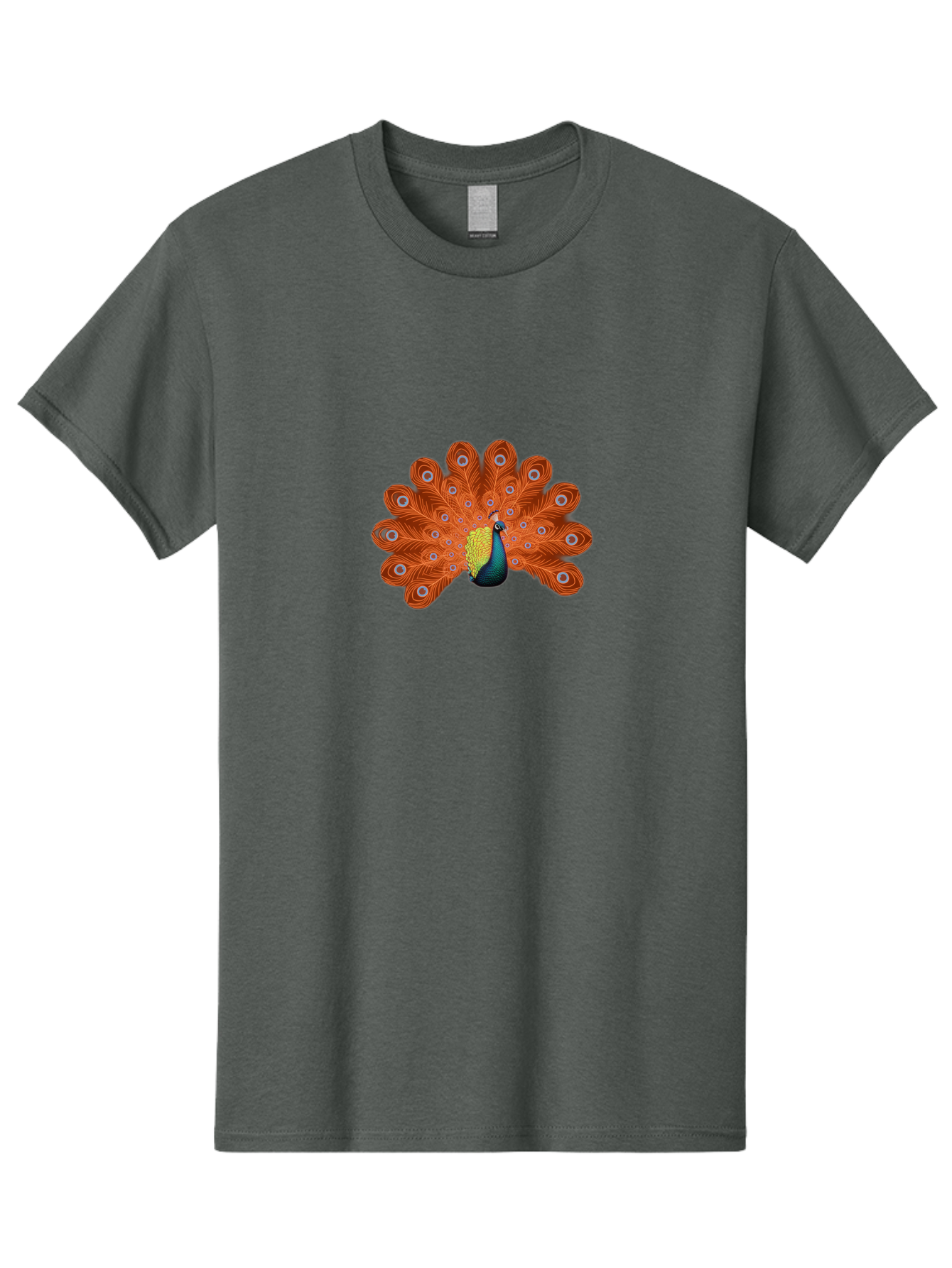 Peacock-20 Men'S Graphic Tee, 100% Cotton, Comfortable Casual Summer Wear, Machine Washable, Vibrant Peacock, Colorful Plumage, Orange Feathers, Blue And Yellow Body, Majestic Bird, Eye-Catching Display, Natural Beauty, Wildlife, Exotic Bird Bab082
